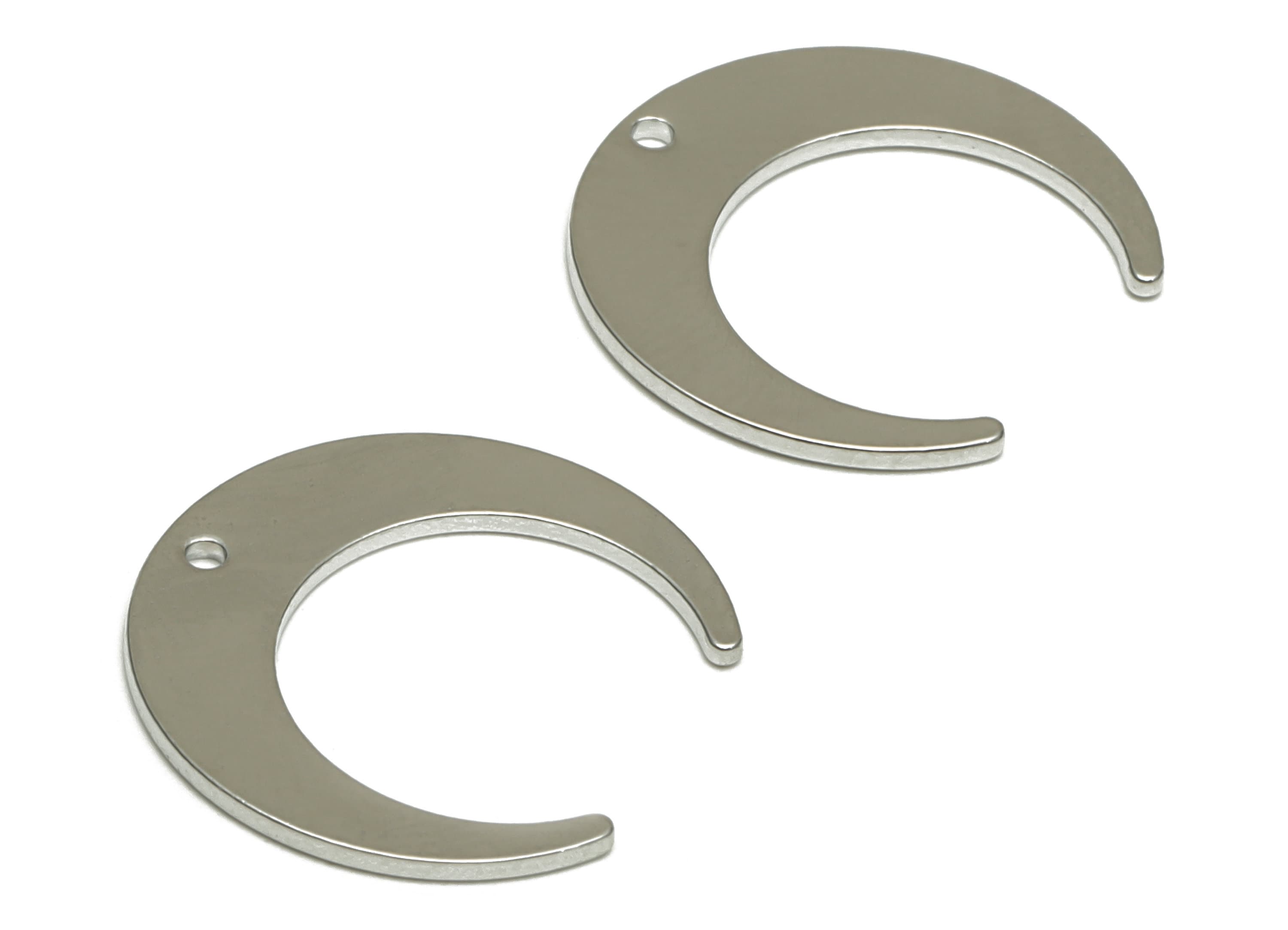 Brass Crescent Charms - Brass moon Earring charms -Brass Crescent Earring Charms - Silver Tone Plating- 18x16.8x0.87mm - PP1189S - DOMEDBAZAAR