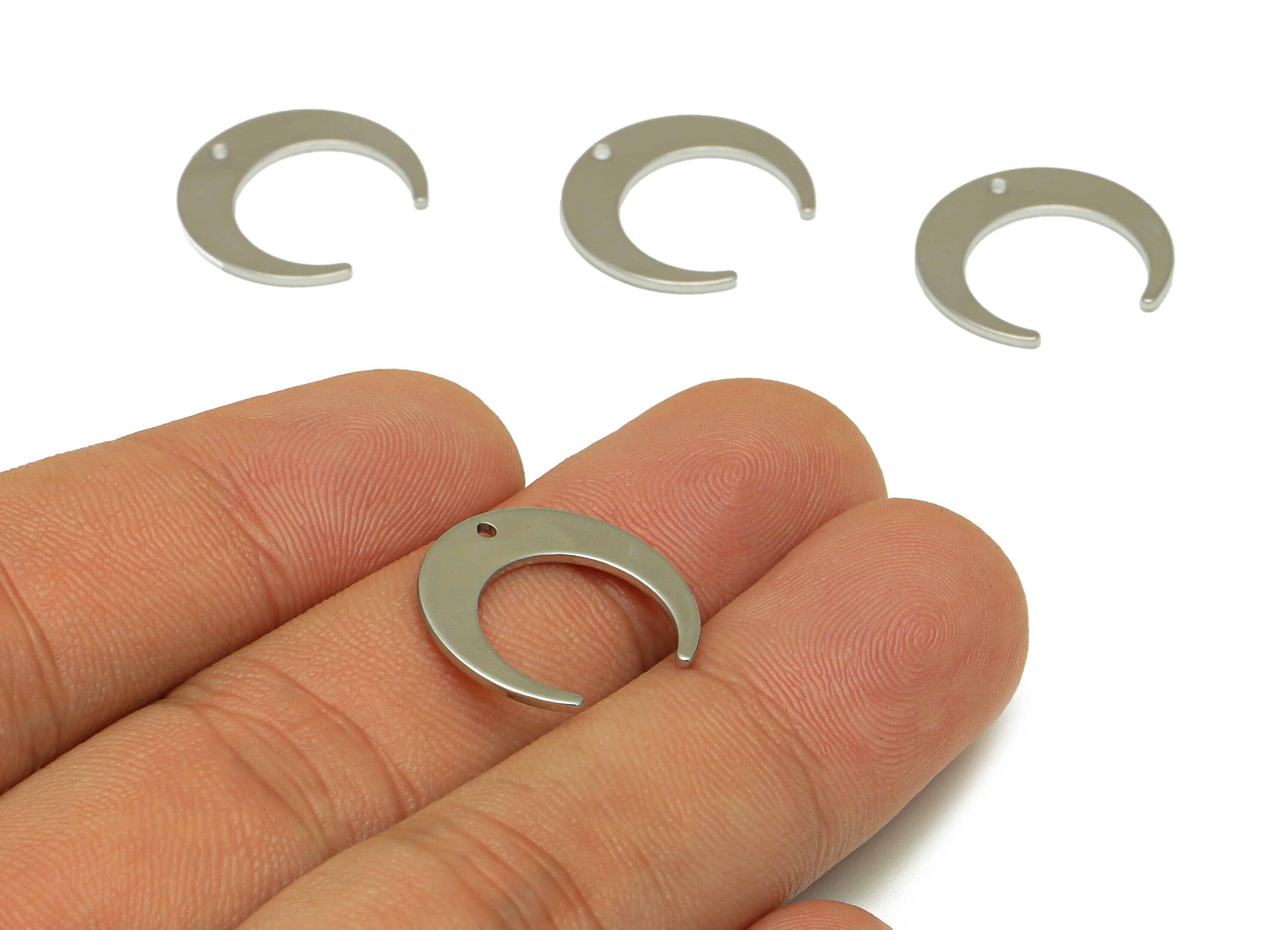 Brass Crescent Charms - Brass moon Earring charms -Brass Crescent Earring Charms - Silver Tone Plating- 18x16.8x0.87mm - PP1189S - DOMEDBAZAAR