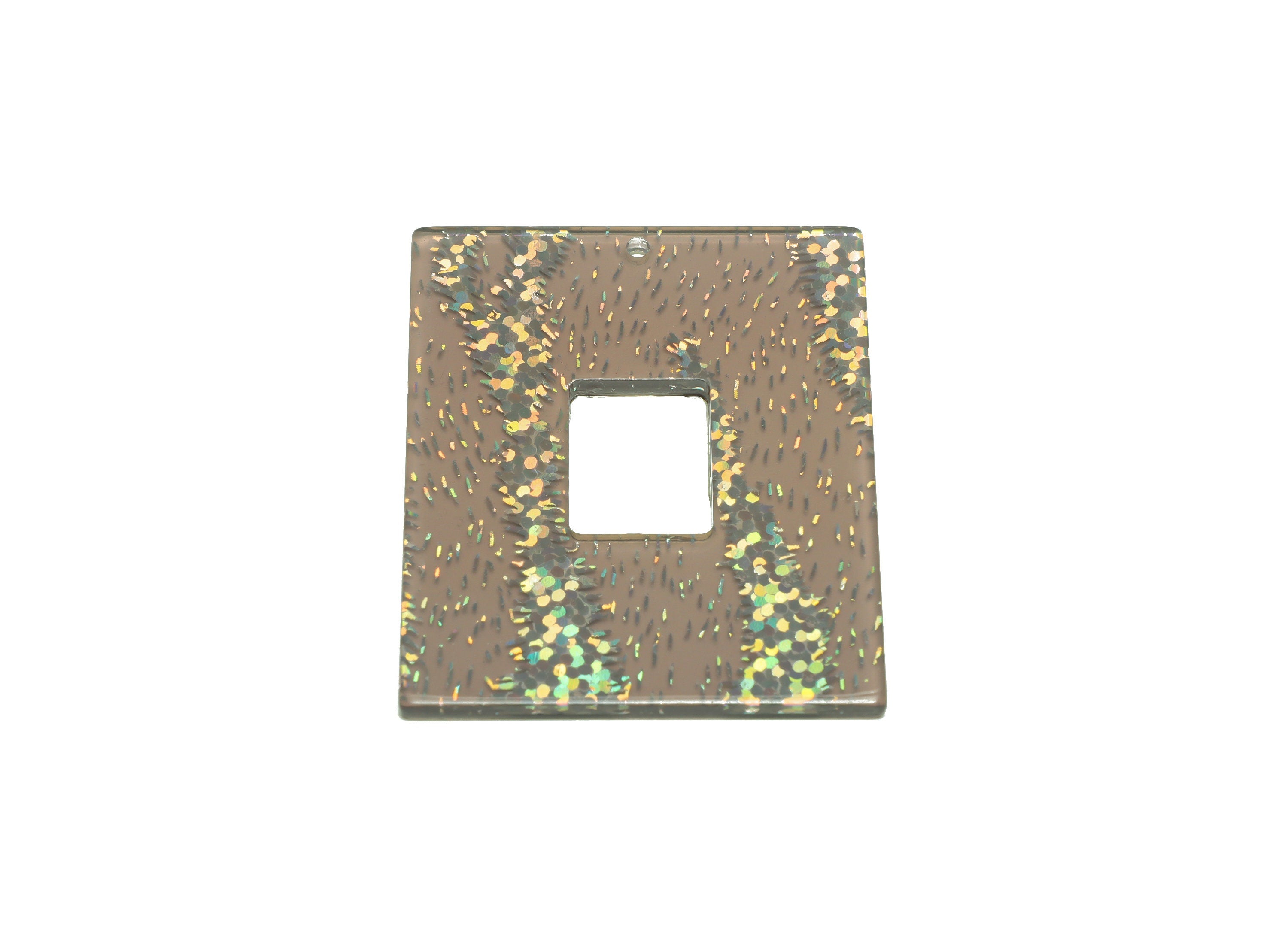 PVC Geometry Charm - Rectangle Galaxy Pendant - PVC Sequins Earring Charm - Jewelry Making Supplies - 49x39.91x2.42mm - AC2614-A968 - DOMEDBAZAAR
