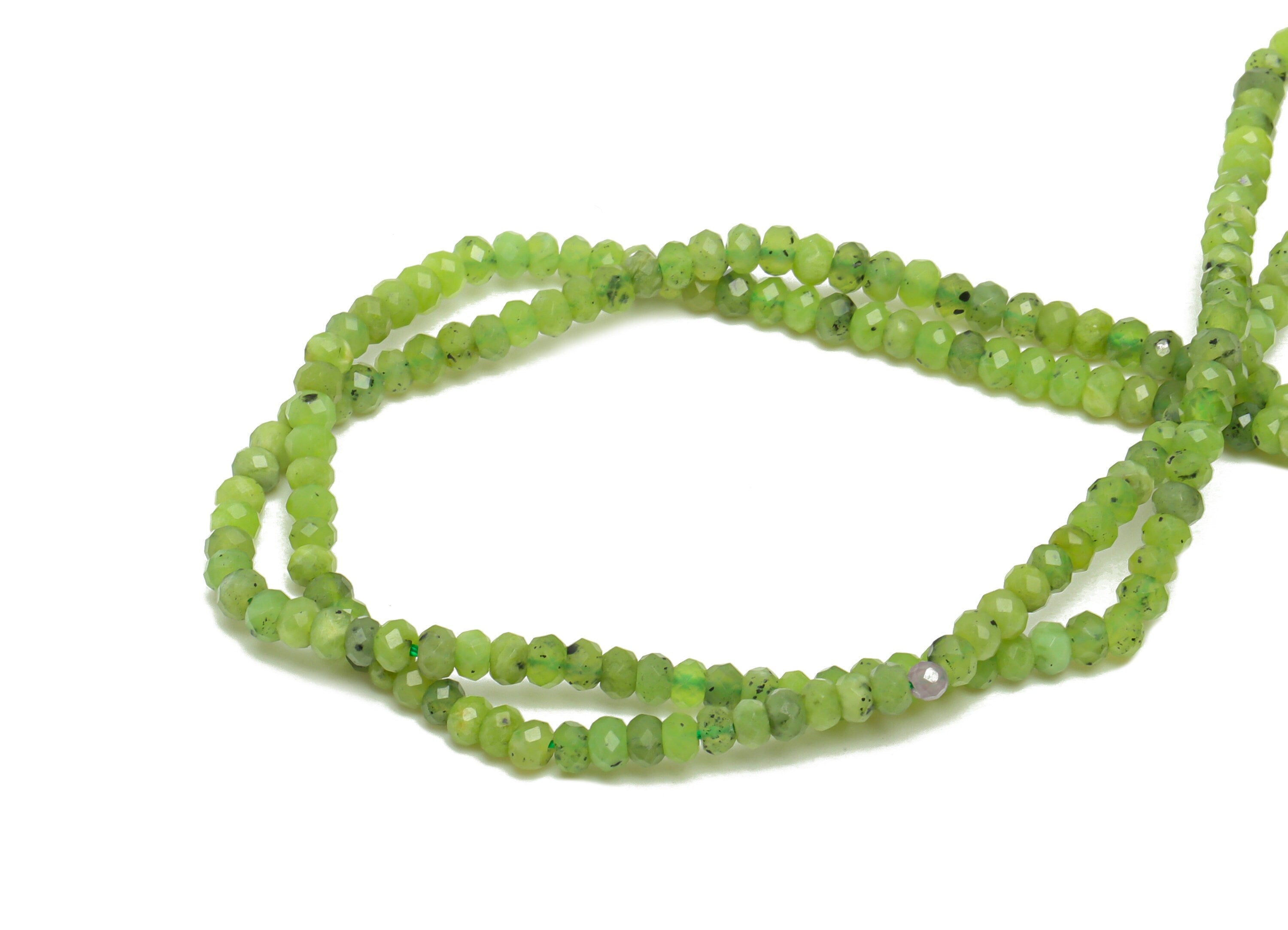 3mm Jade Rondelle Beads - Stone Crystal - Gemstone Canadian Jade Beads - 15.5 "/ Strand Faceted Round Beads 3 mm - Stone Beads - NS2026 - DOMEDBAZAAR
