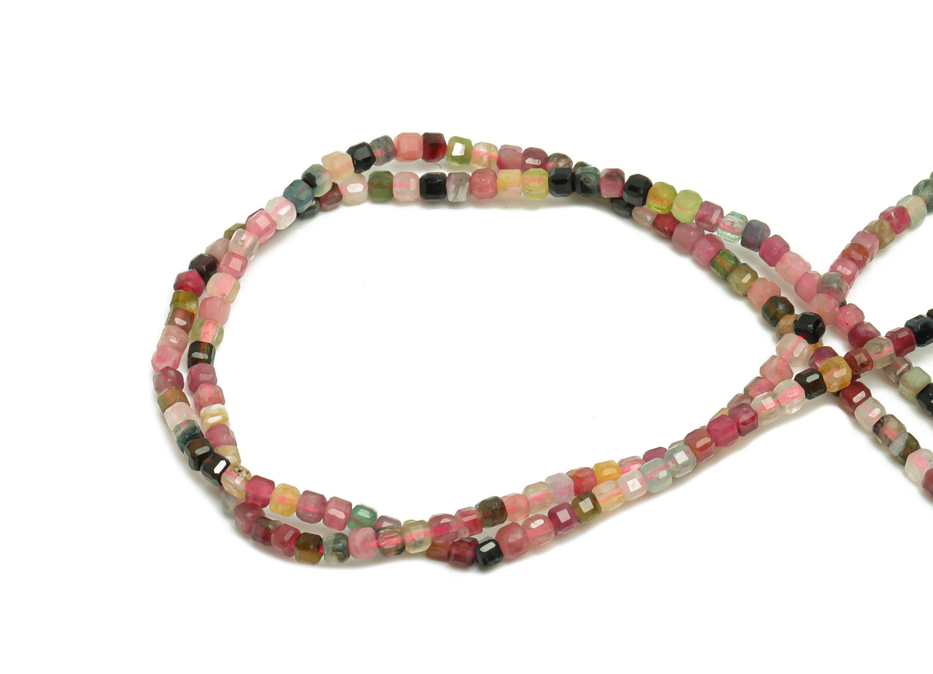 2.5mm Tourmaline Cube Beads - Natural Stone Crystal - Gemstone Tourmaline Beads - 15.5 "/ Strand Faceted Round Beads - Stone Beads - NS2079 - DOMEDBAZAAR