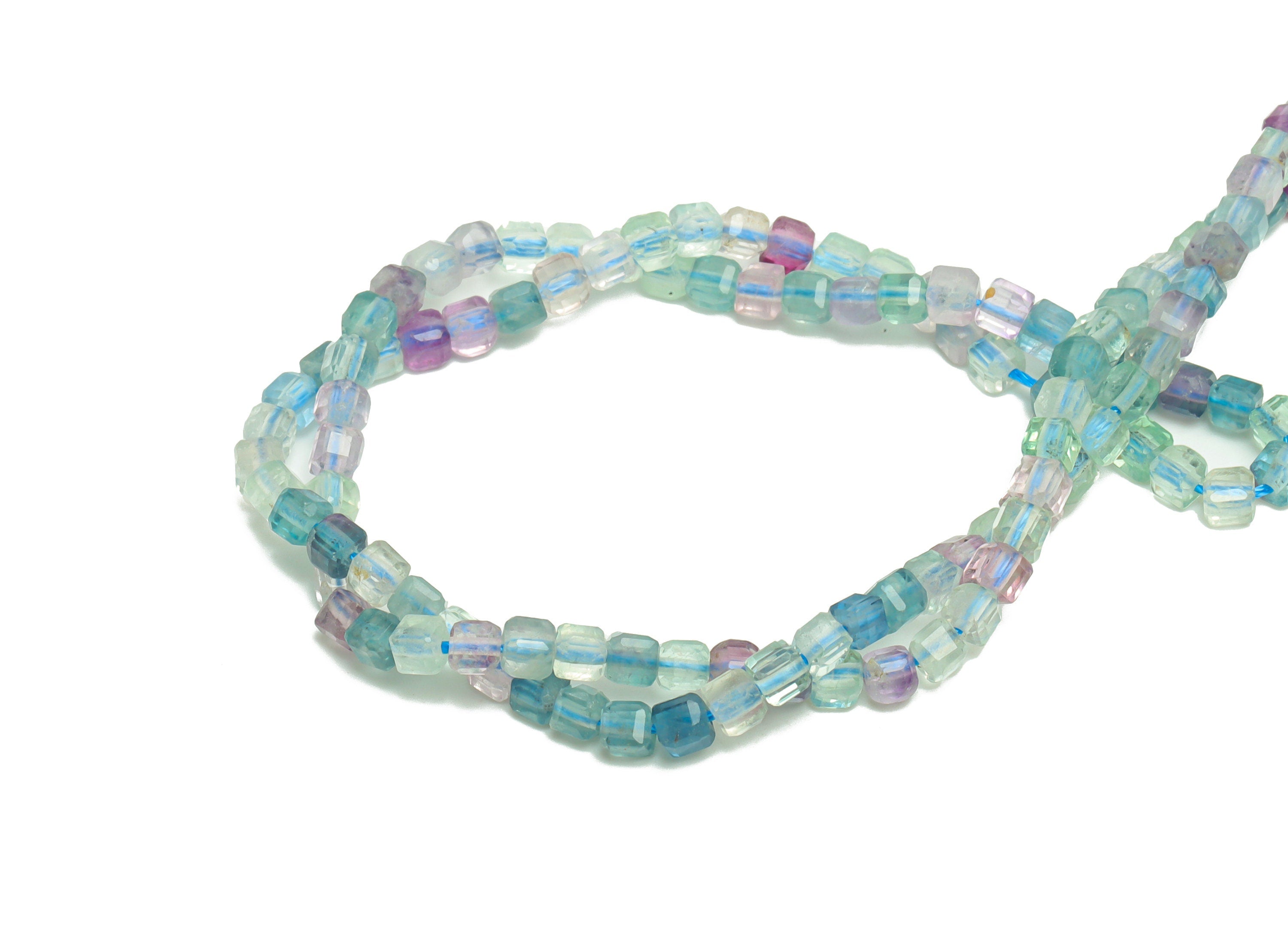3mm Fluorite Cube Beads - Stone Crystal - Gemstone Blue Fluorite Beads - 15.5 "/ Strand Faceted Cube Beads - Natural Stone Beads - NS2025 - DOMEDBAZAAR