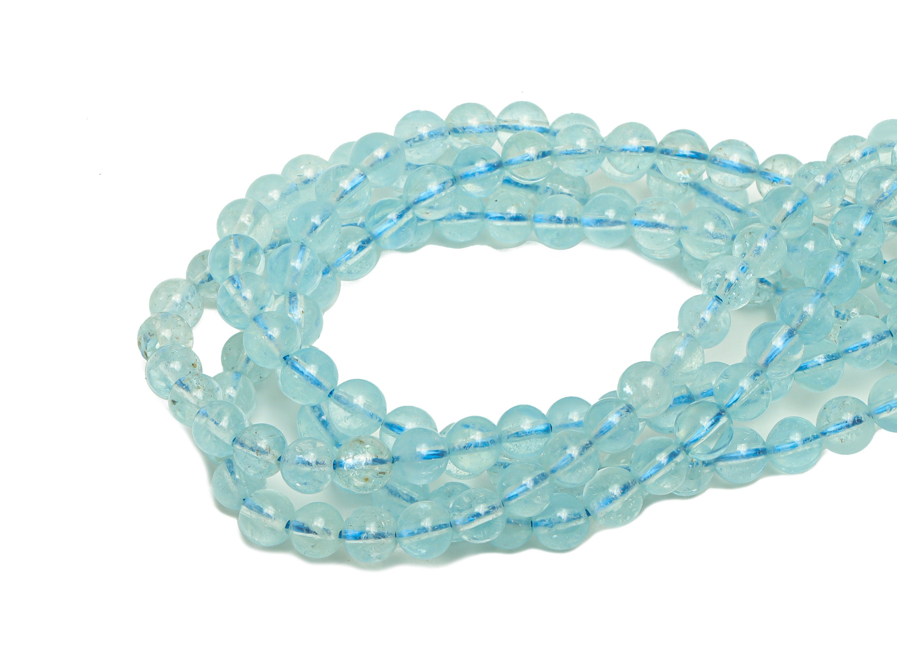 5mm Aquamarine Round Beads - Stone Crystal -Gemstone Brazil Aquamarine Beads - 15.5 "/ Strand Round Beads - Natural Stone Beads - NS2065 - DOMEDBAZAAR