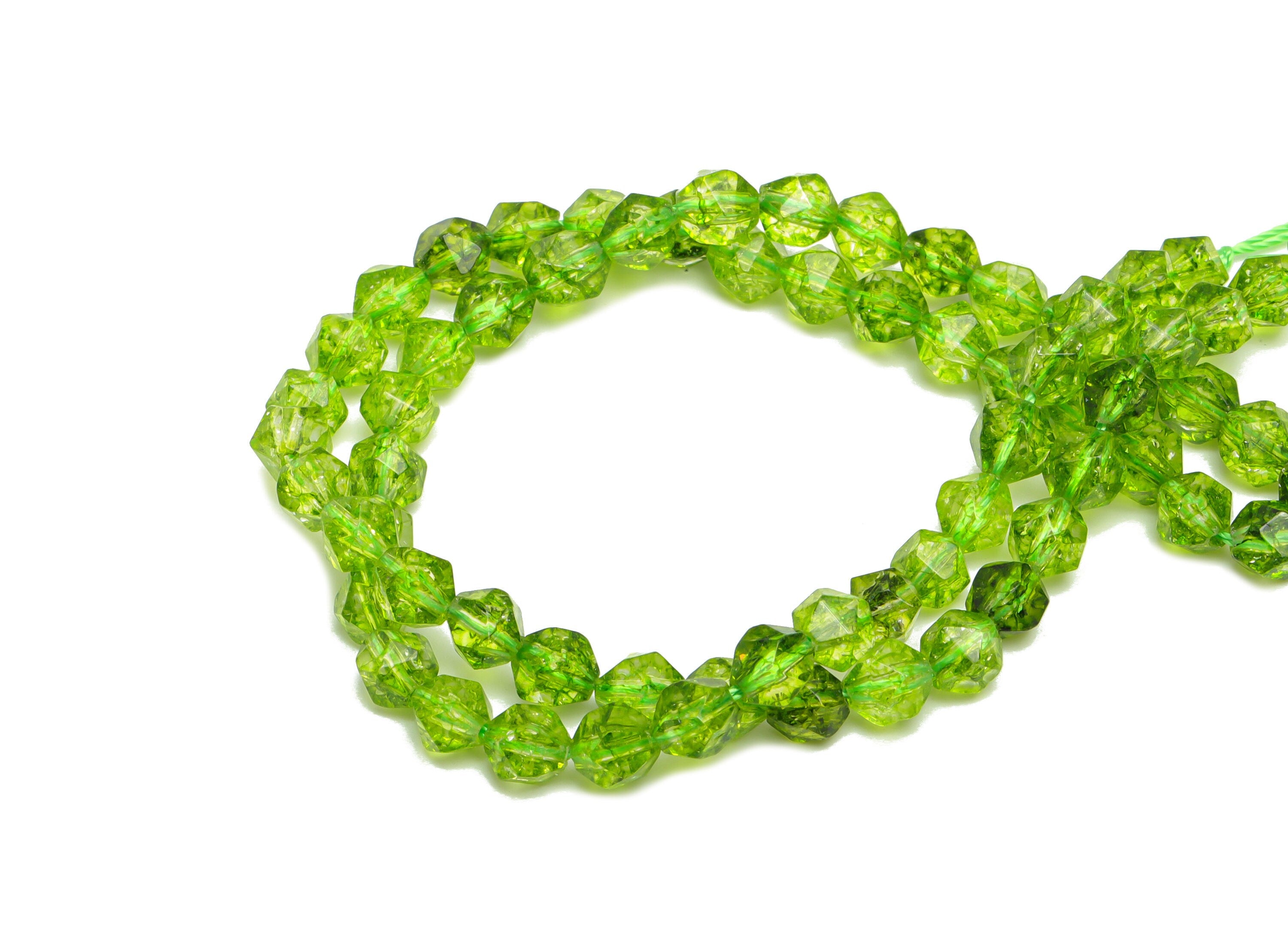 6mm Green Peridot Round Beads - Natural Stone Beads - Gemstone Green Prehnite - 15.5 "/ Strand Faceted Bicone Beads - Crystal Beads - NS2036 - DOMEDBAZAAR