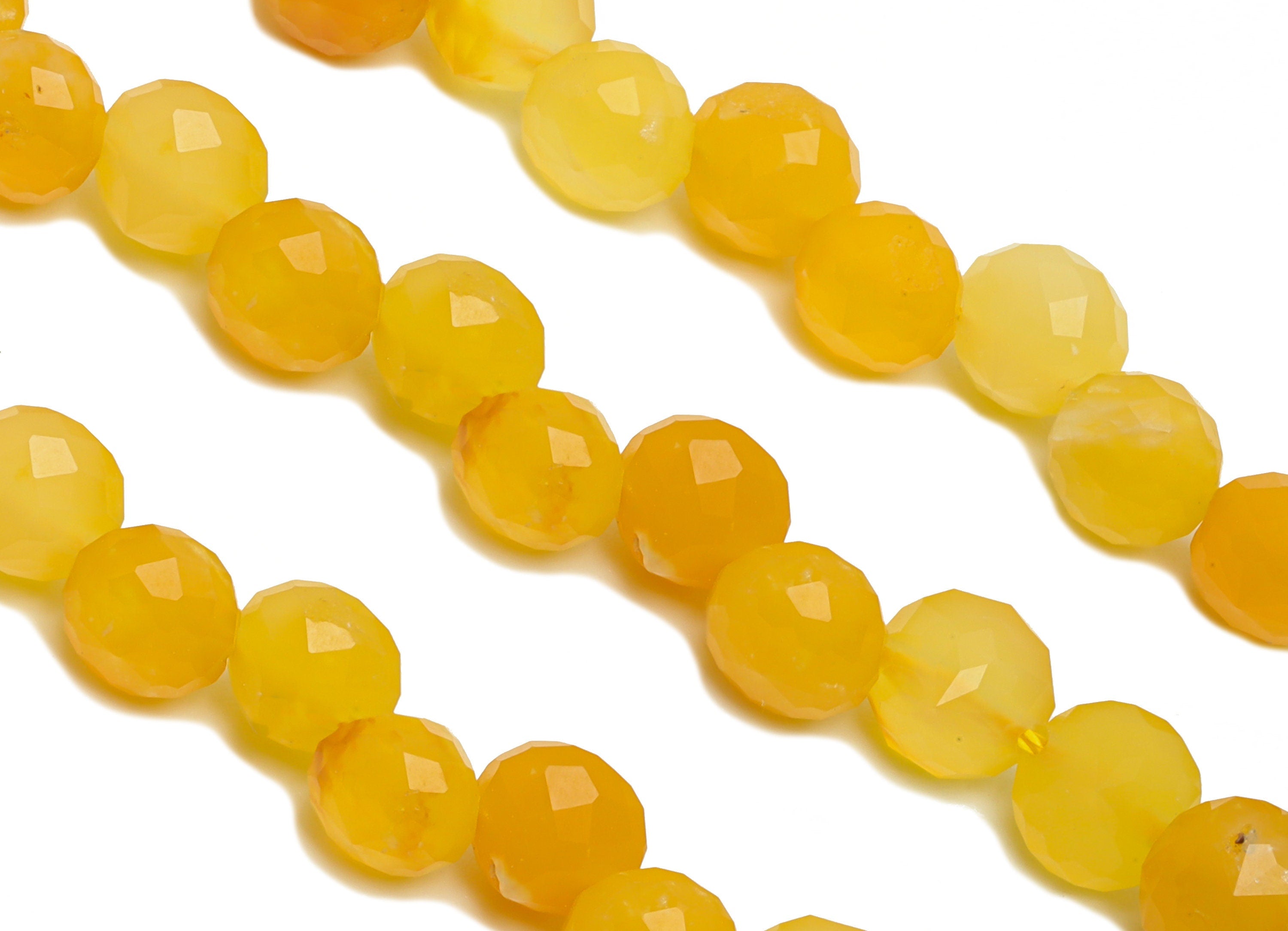 6.3mm Yellow Jade Round Beads - Natural Beads Crystal - Gemstone Yellow Jade Beads - 15.5 "/ Strand Round Faceted Bead - Crystal Bead-NS2073 - DOMEDBAZAAR