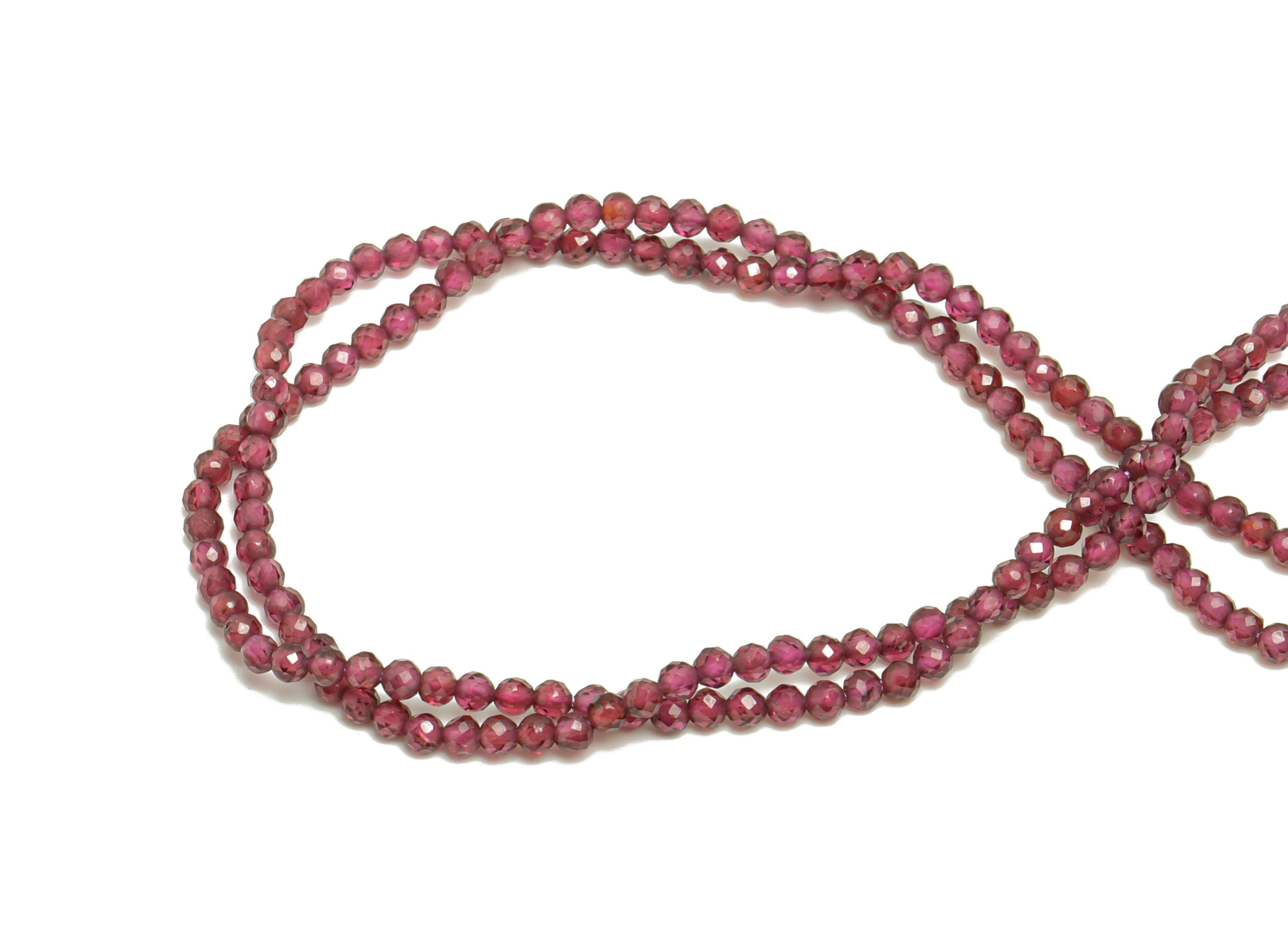 2.5mm Garnet Round Beads - Gemstone Purple Garnet Beads - 15.5 "/ Strand Faceted Round Beads 2.5 mm - Natural Stone Crystal - NS2039 - DOMEDBAZAAR