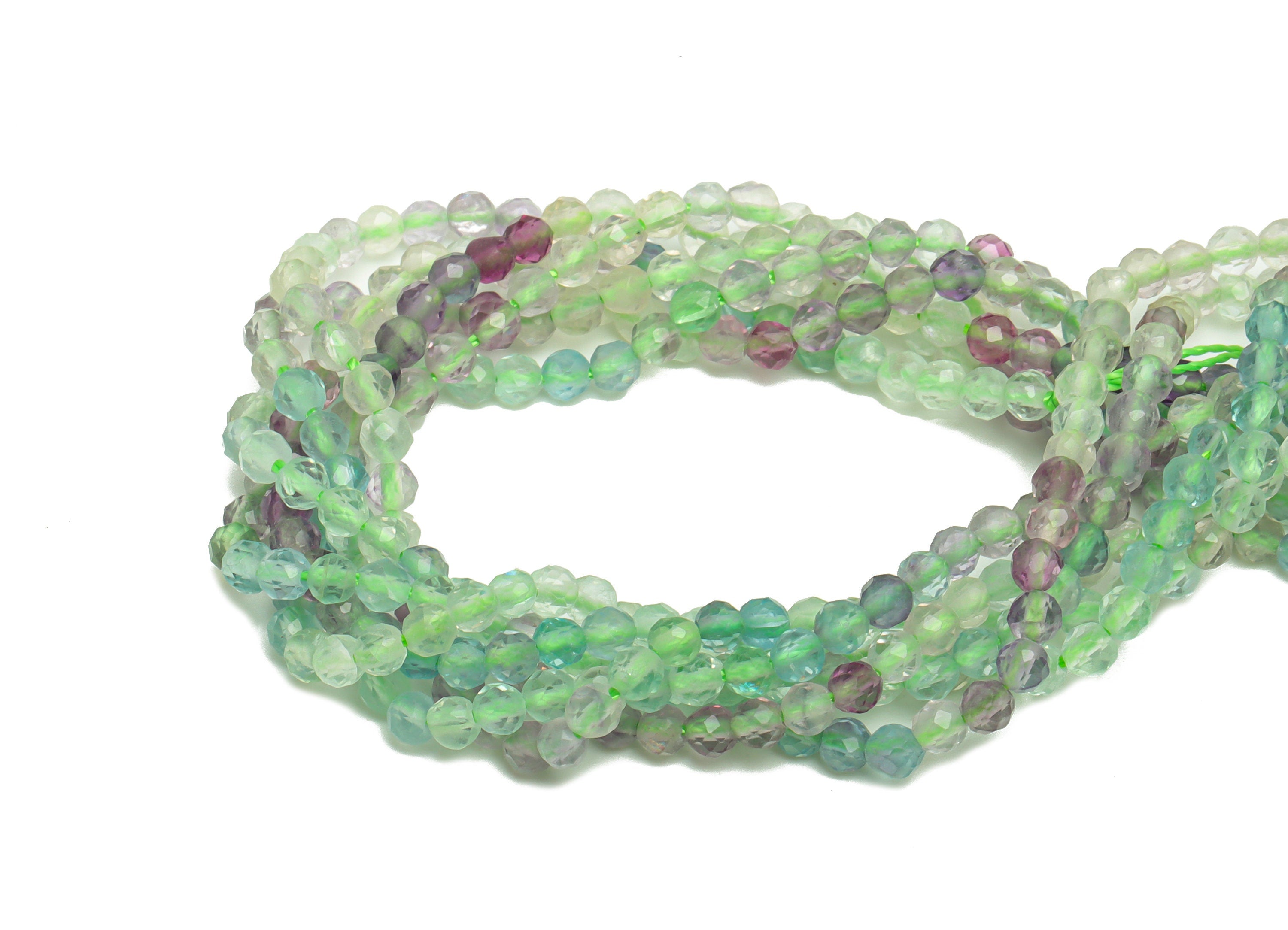 2.9mm Green Fluorite Round Beads - Natural Stone Beads - Gemstone Green Fluorite - 15.5 "/ Strand Faceted Round Beads - Crystal Beads-NS2055 - DOMEDBAZAAR