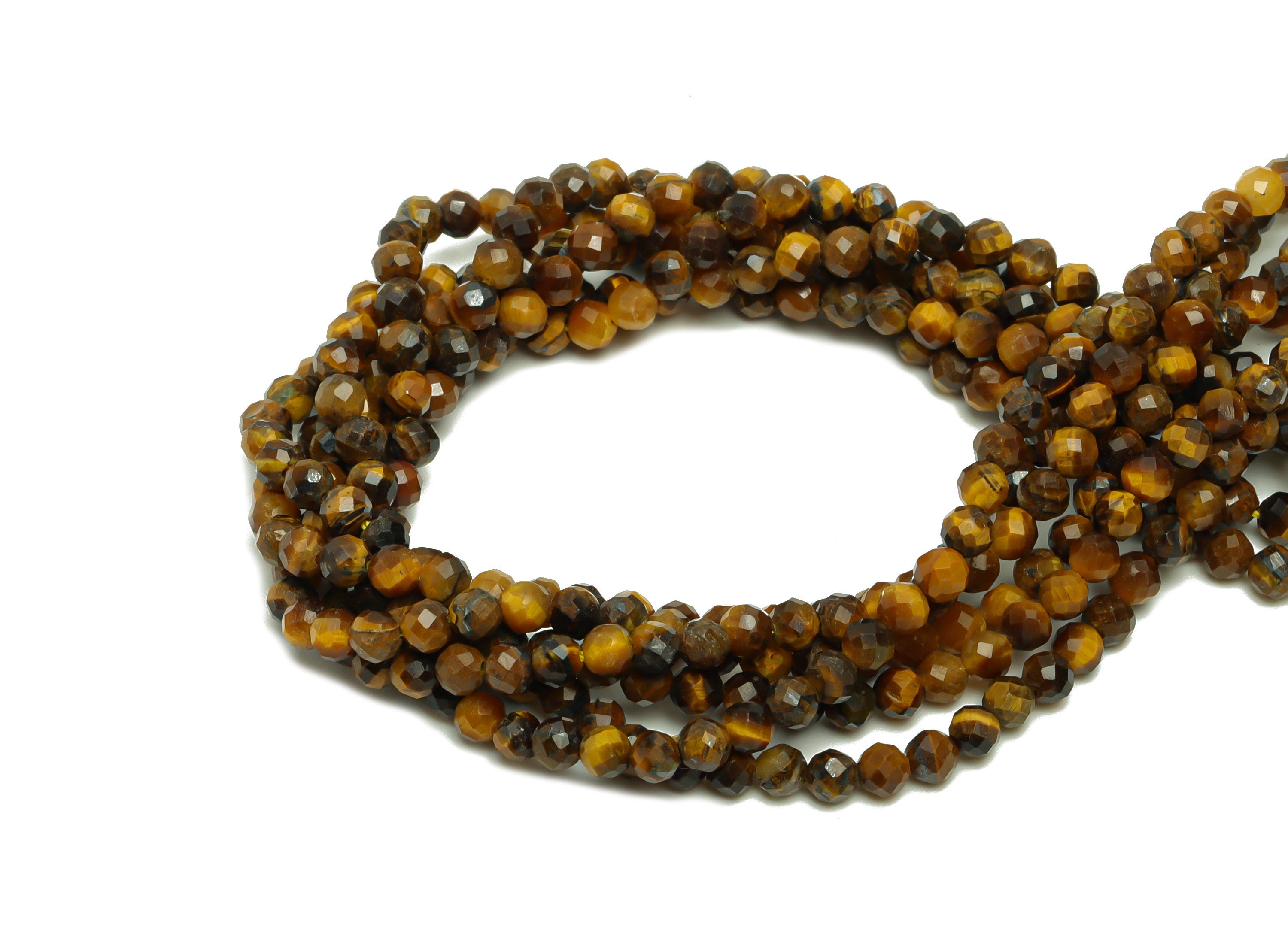3.3mm Tiger Eye Round Beads - Natural Beads Crystal - Gemstone Tiger Eye Beads - 15.5 "/ Strand Faceted Round Beads - Crystal Bead- NS2069 - DOMEDBAZAAR