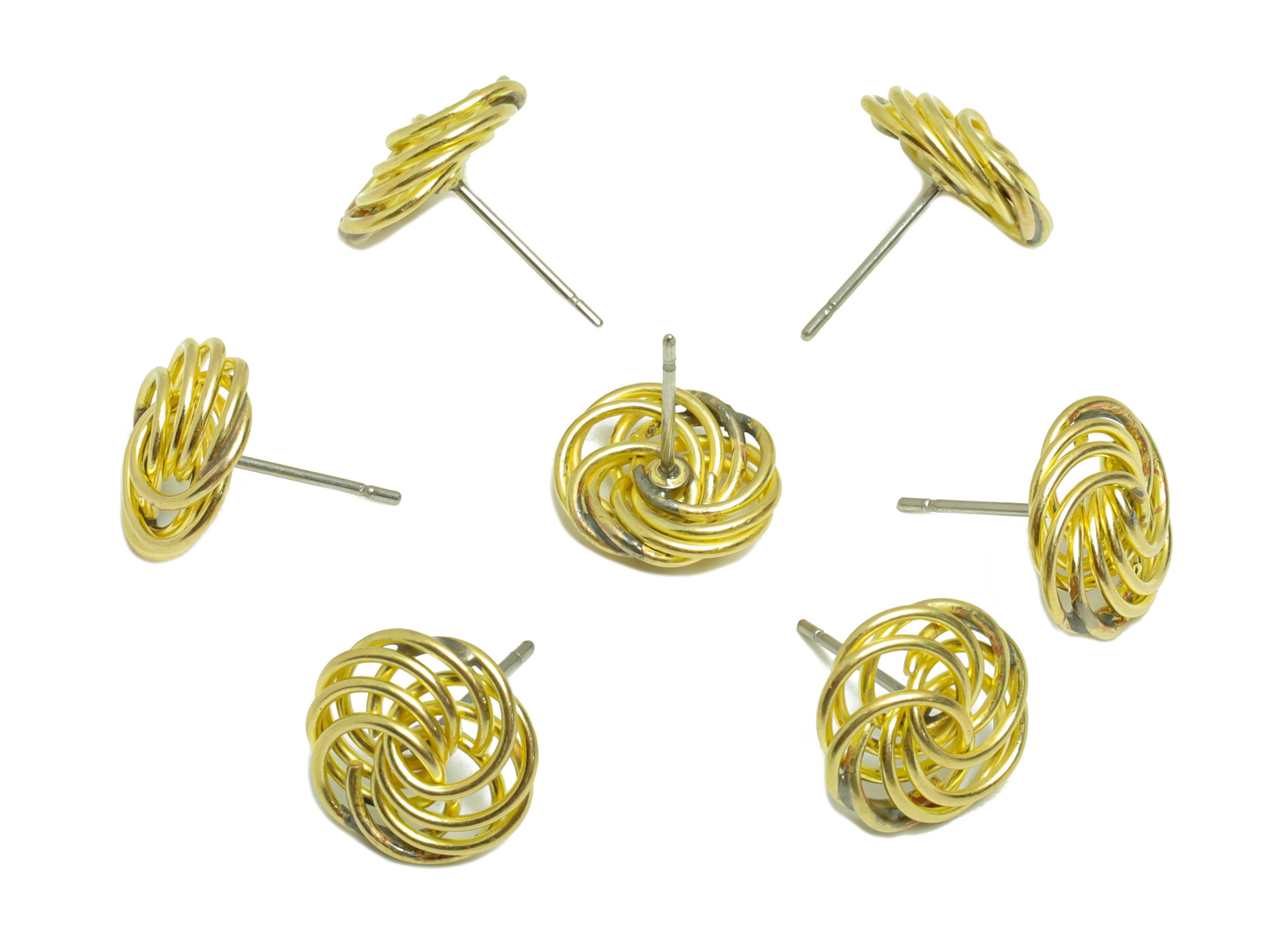 Snail Dangle Earring - Brass Spiral Rings Earring Stud - Brass Spiral Round Earring Post - Geometry Earring Post - 11x11x3.48mm -PP8850 - DOMEDBAZAAR