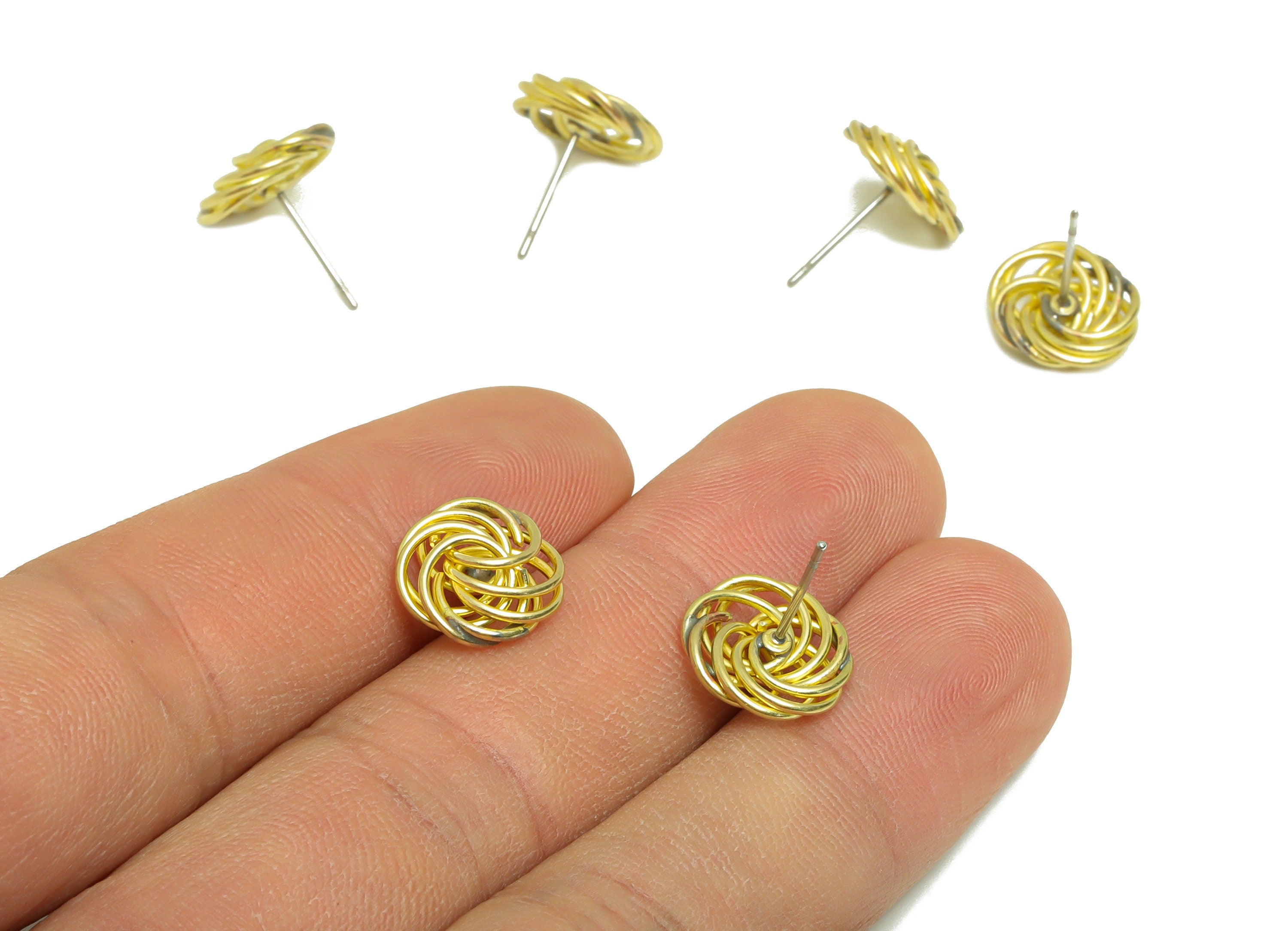 Snail Dangle Earring - Brass Spiral Rings Earring Stud - Brass Spiral Round Earring Post - Geometry Earring Post - 11x11x3.48mm -PP8850 - DOMEDBAZAAR
