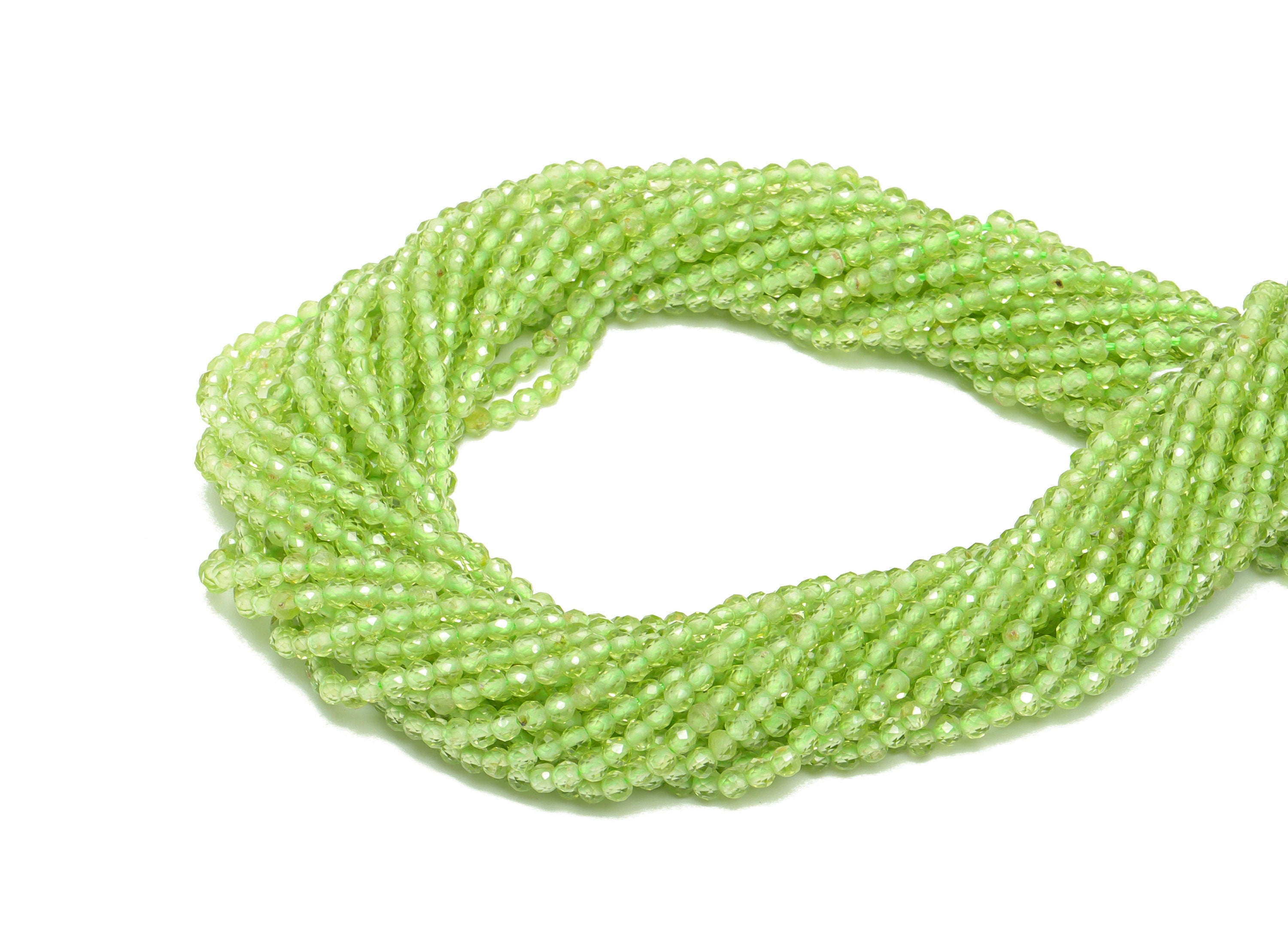 Olivine Round Beads - Green Peridot Faceted Round Beads - 15.5 "/ Strand Faceted Round Beads 2mm - Gemstone Natural Stone Beads - NS2046 - DOMEDBAZAAR