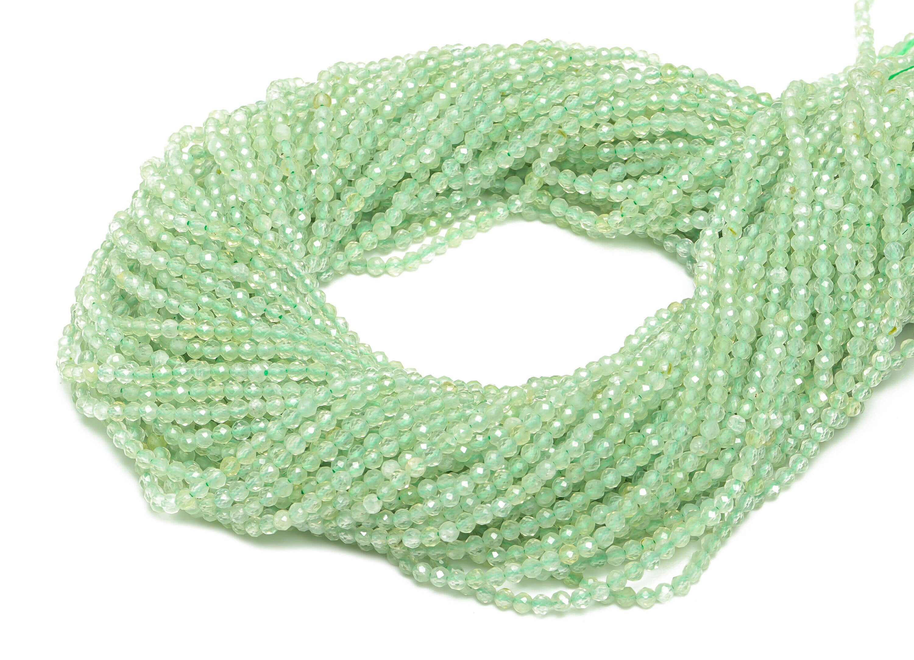 2.5mm Prehnite Round Beads - Natural Stone Crystal - Gemstone Prehnite Beads - 15.5 "/ Strand Faceted Round Beads - Stone Beads - NS2050 - DOMEDBAZAAR