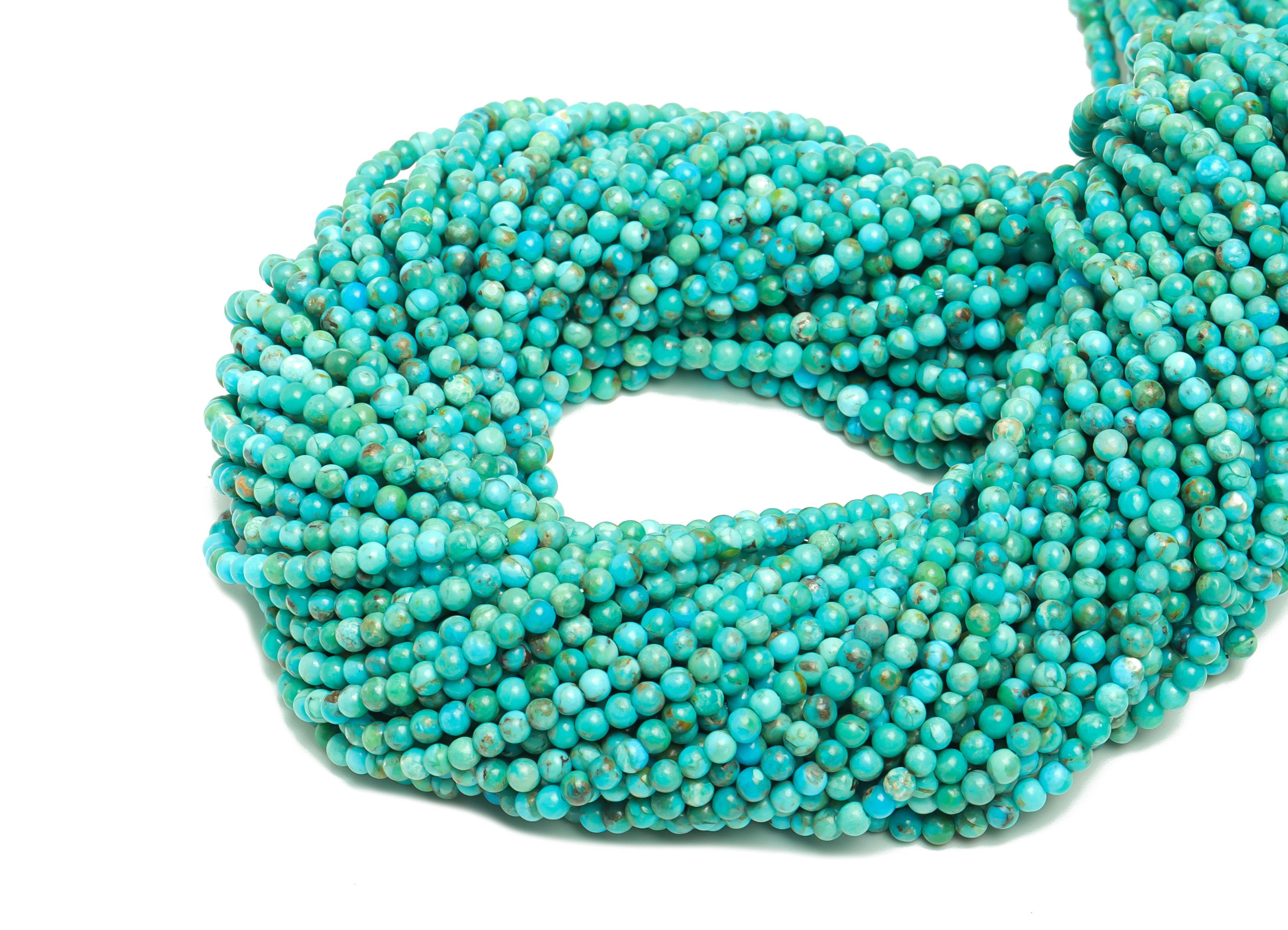 3mm Turquoise Round Beads - Crystal Beads - Gemstone Turquoise Beads - 15.5 "/ Strand Faceted Round Beads - Natural Bead- NS2048 - DOMEDBAZAAR