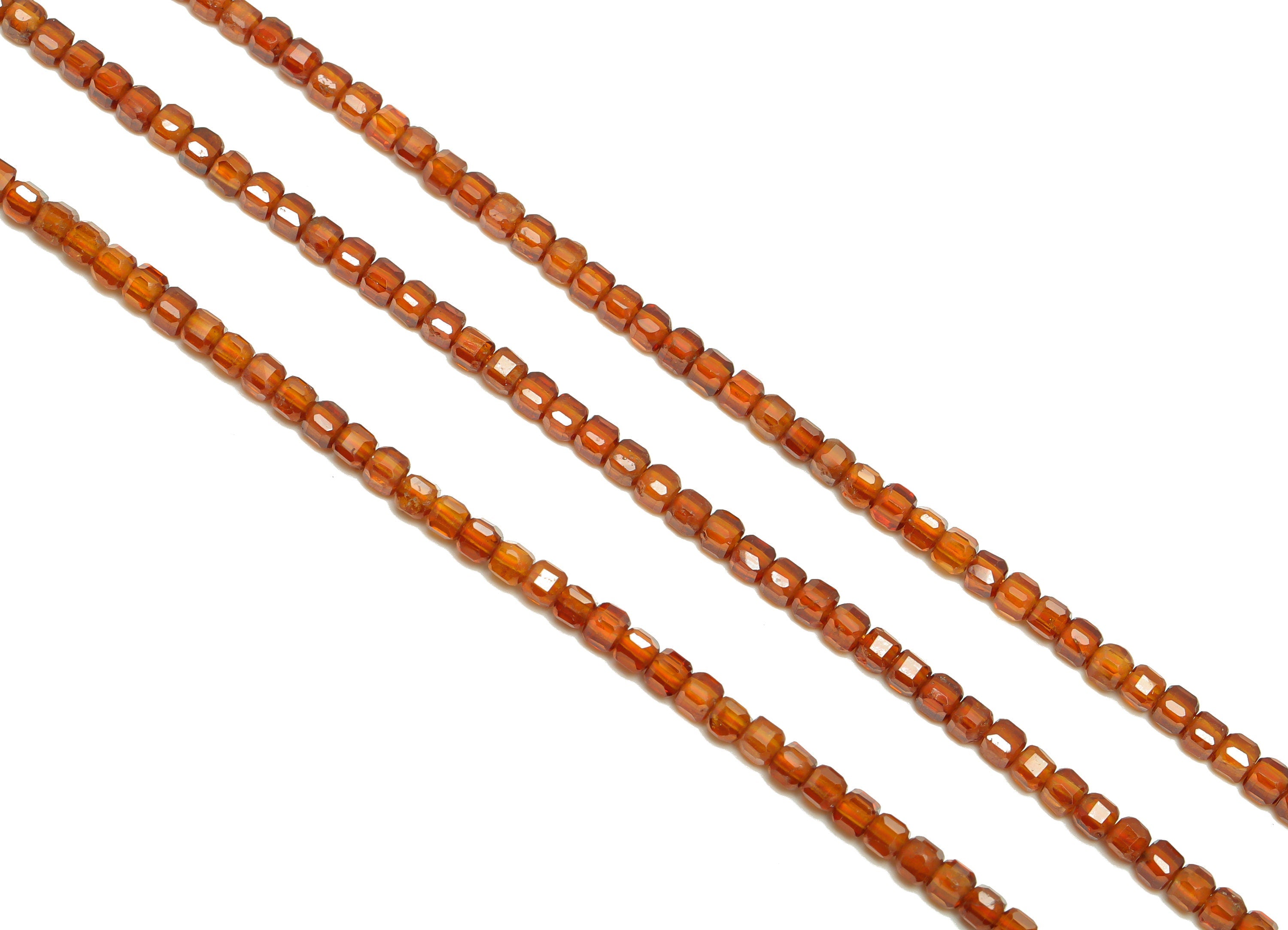 2.5mm Orange Garnet Cube Beads - Natural Stone Crystal - Gemstone Garnet Beads - 15.5 "/ Strand Faceted Cube Beads - Stone Beads - NS2030 - DOMEDBAZAAR