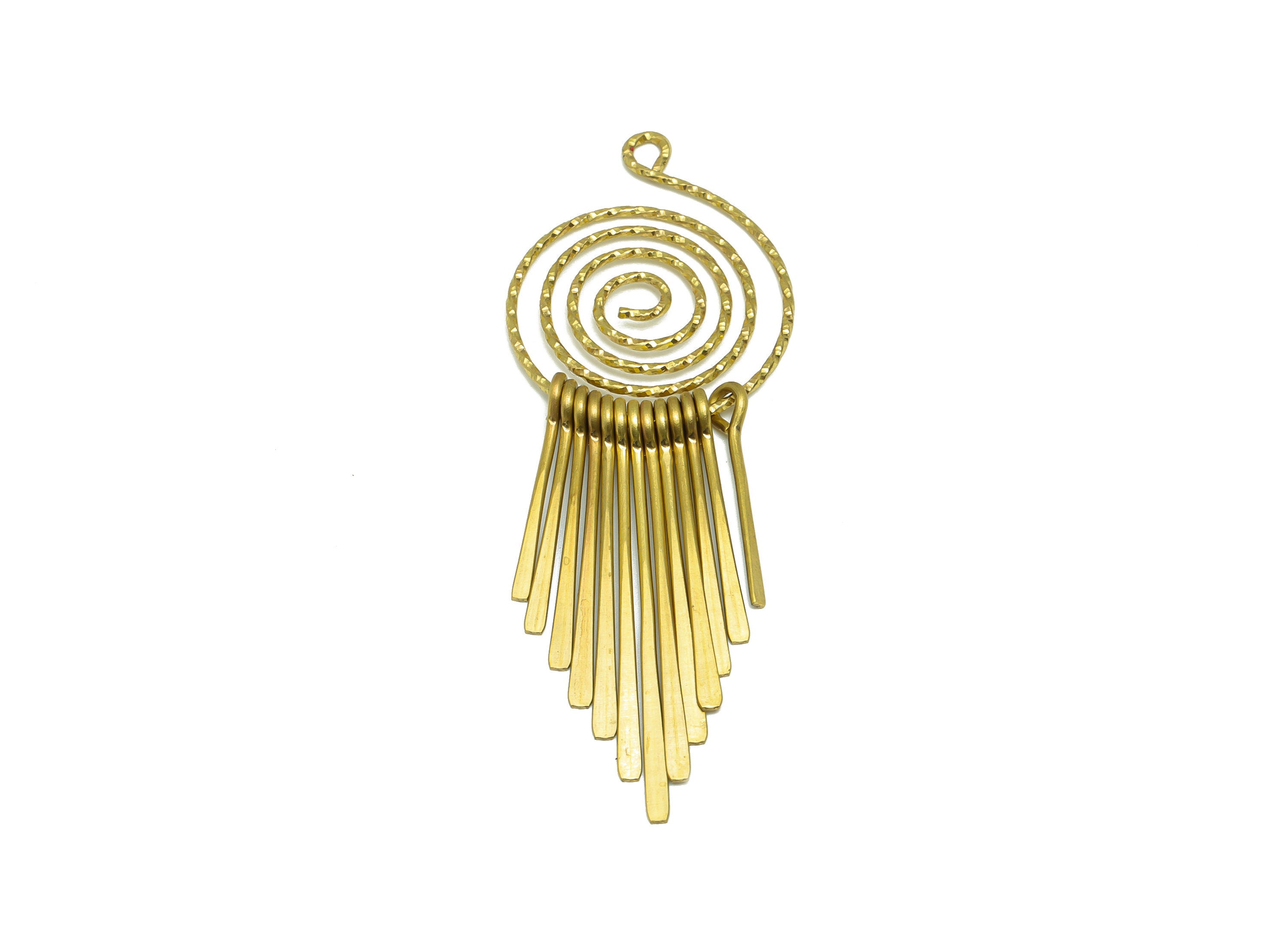 Brass Snail Wire Tassel Earring Charm - Brass Textured Wire Earring Charm - Hammered Wire Earring Charm - Dangle Charm -85x27x1.2mm -PP9339 - DOMEDBAZAAR