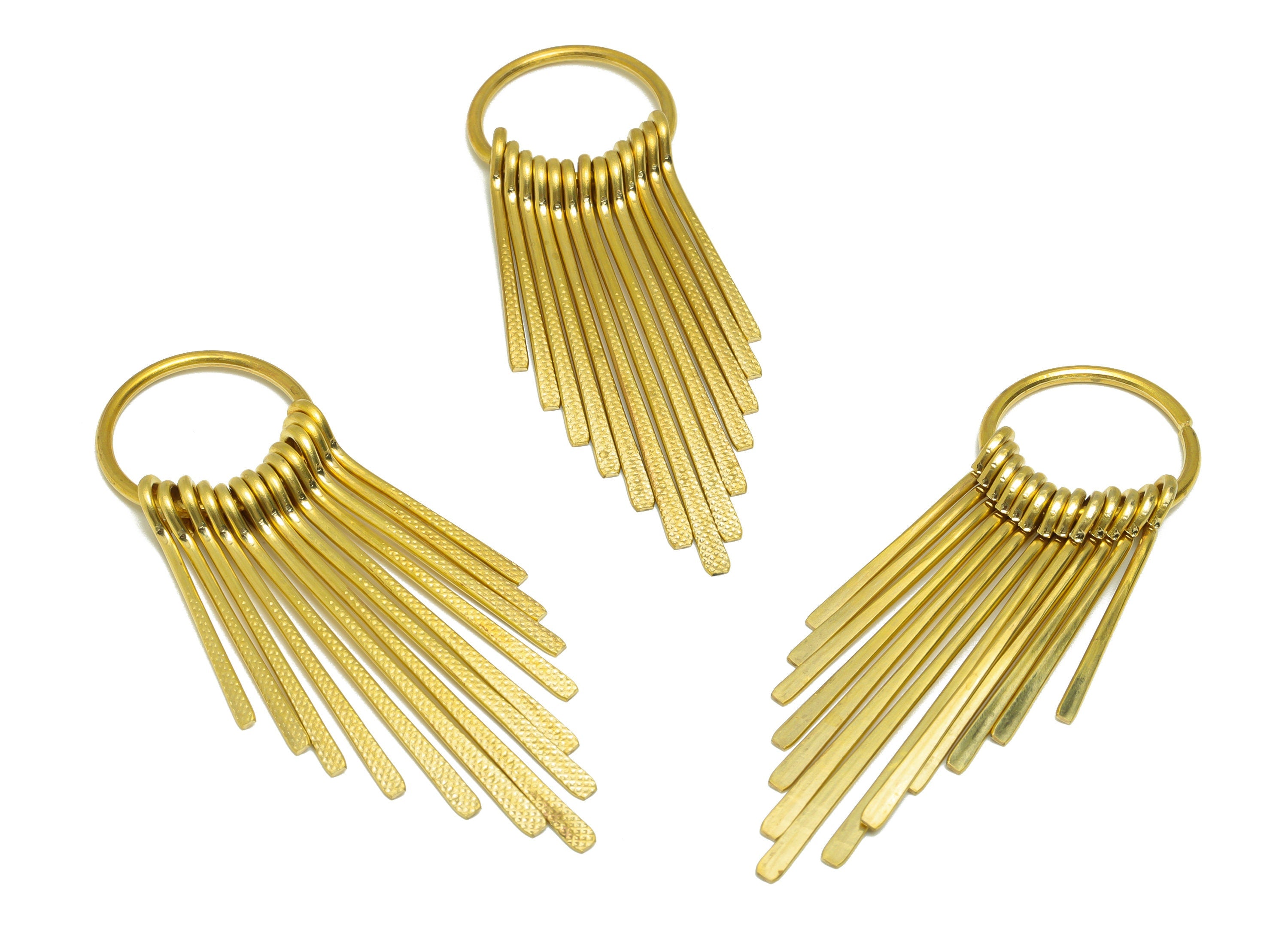 Hammered Wire Tassel Earring Charm - Brass Textured Wire Earring Charm - 12 Wire Earring Charm - Dangle Tassel Charm - 63x19.48x1mm -PP9345 - DOMEDBAZAAR