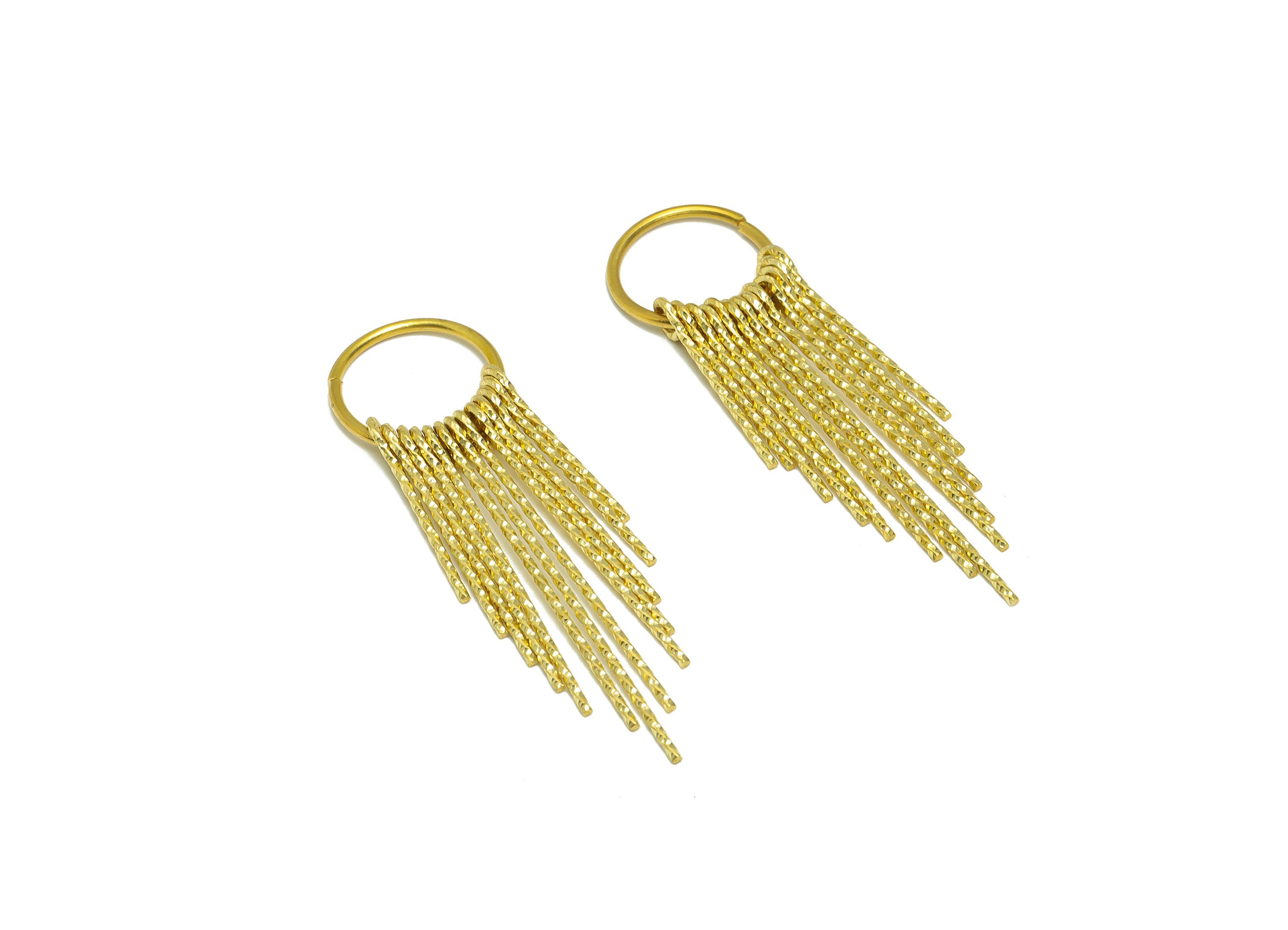 Brass Round Wire Tassel Earring Charm - Brass Textured Wire Earring Charm - Wire 13 Earring Charm - Dangle Tassel Charm - 65x19x1mm - PP9340 - DOMEDBAZAAR