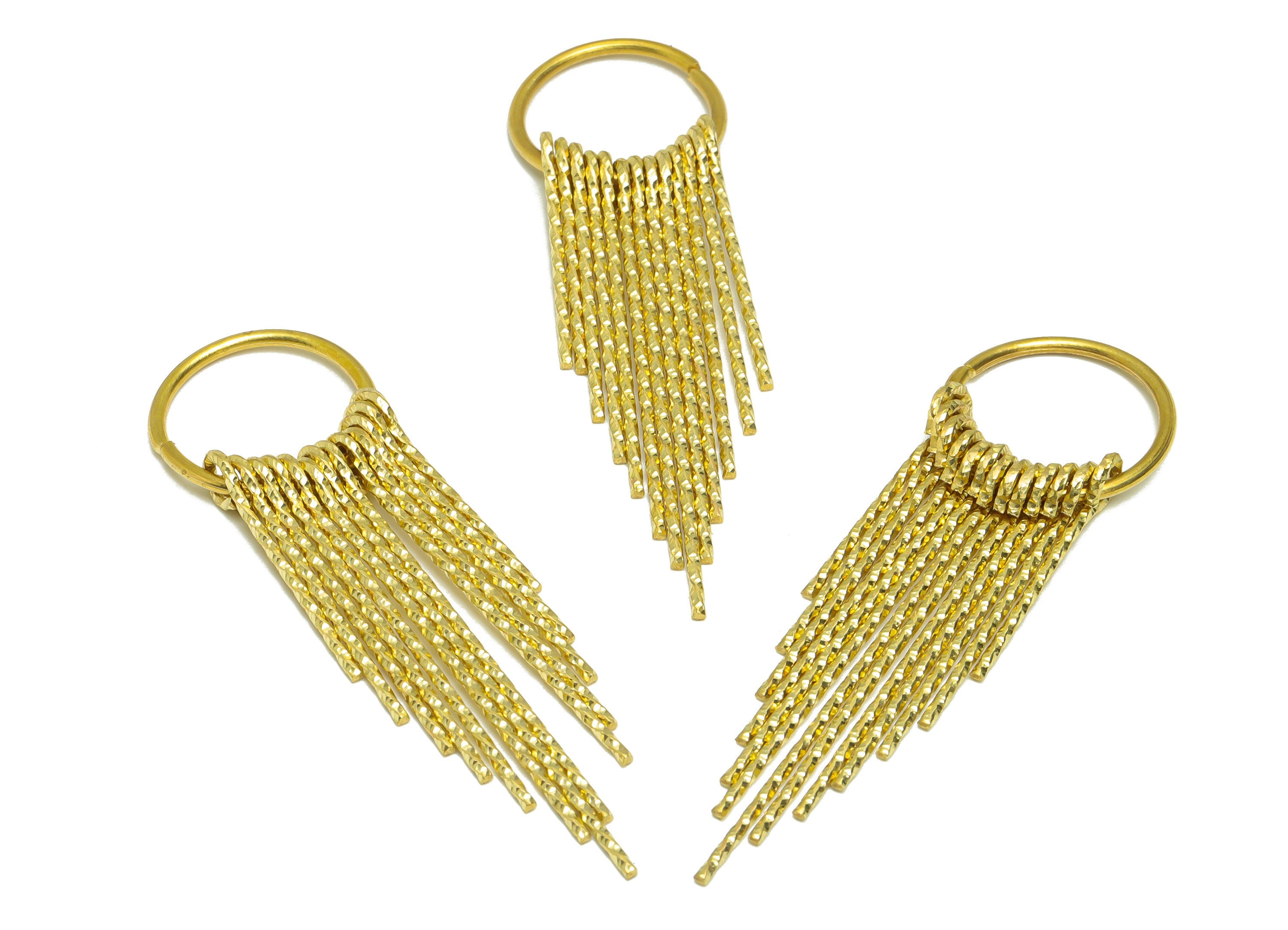 Brass Round Wire Tassel Earring Charm - Brass Textured Wire Earring Charm - Wire 13 Earring Charm - Dangle Tassel Charm - 65x19x1mm - PP9340 - DOMEDBAZAAR