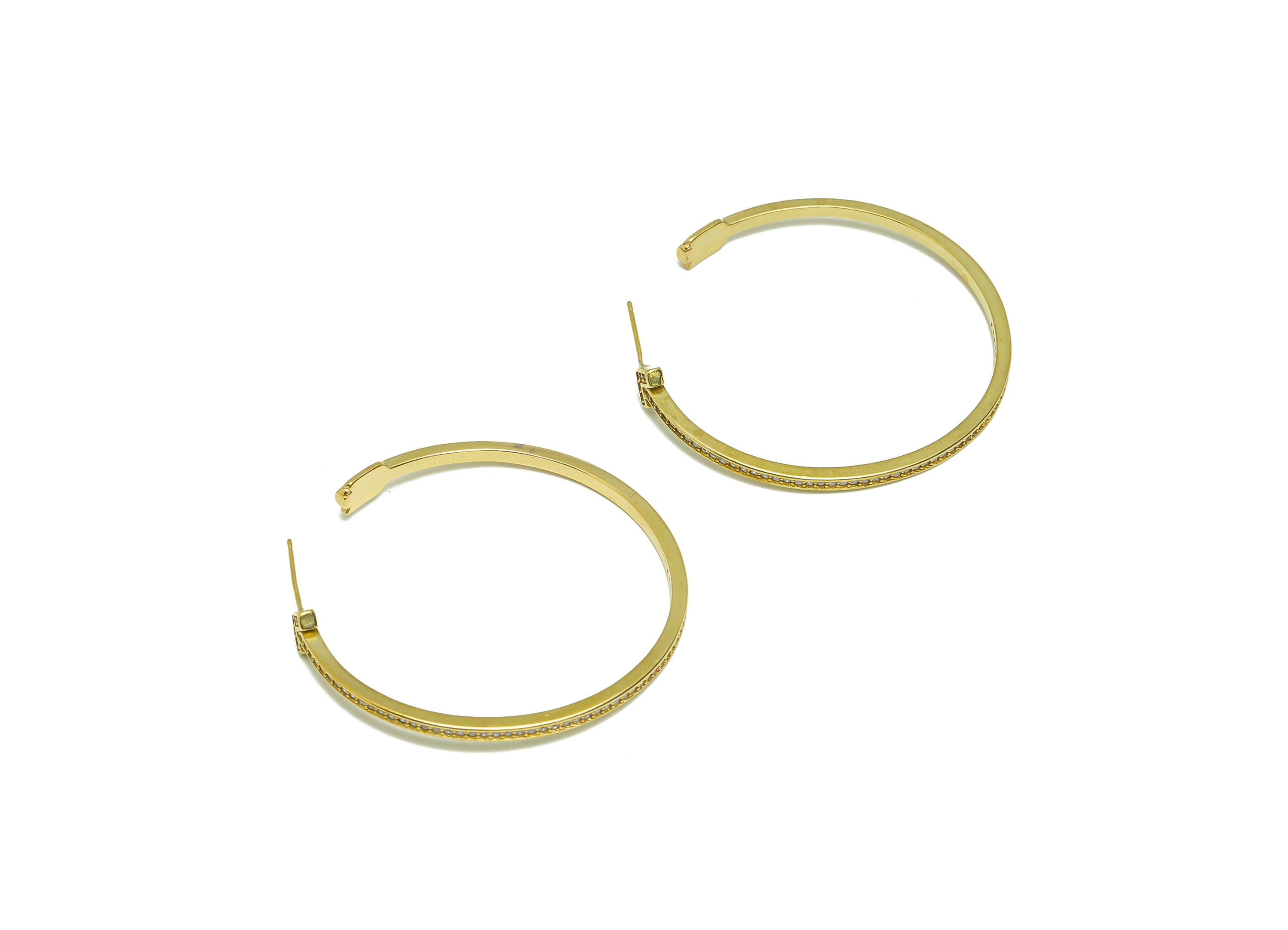 Brass Arrow C Hoop Earring Stud - Raw Brass Open Hoop Zircon Earring Post - Brass Cubic Zircon Hoop Earring Post - 49.19x49.19x2mm - PP9332 - DOMEDBAZAAR