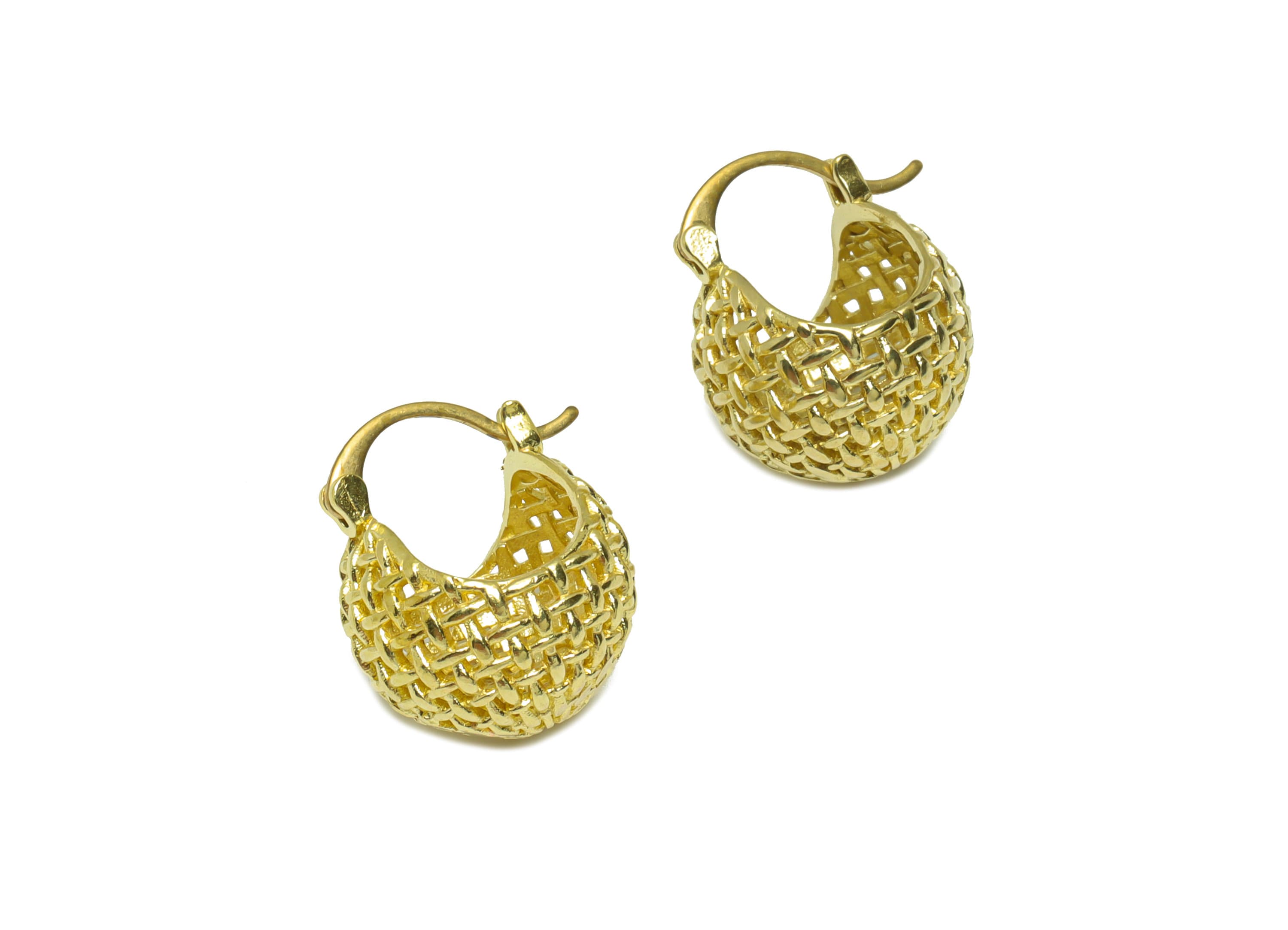 Brass Round Hinged Back Earring - Raw Brass Basket Mesh Back Earring - Wire Hoop Back Earring - Hoop Wire Back Earring - 17x16x14mm - PP9200 - DOMEDBAZAAR