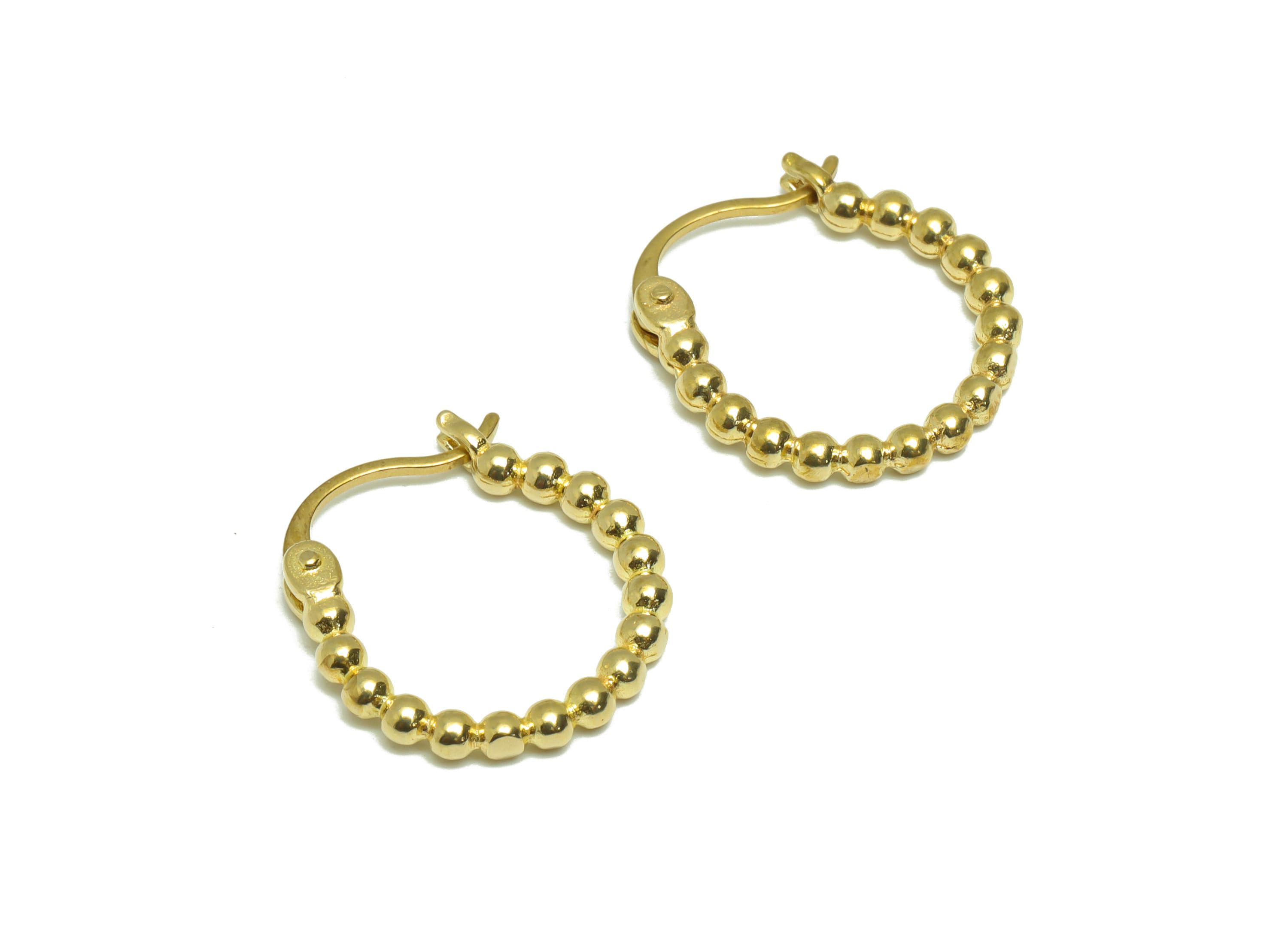 Brass Beaded Hinged Back Earring - Raw Brass Ball Hoop Earring - Wire Hoop Back Earring - Hoop Wire Back Earring - 19.47x17.4x2.4mm - PP9204 - DOMEDBAZAAR