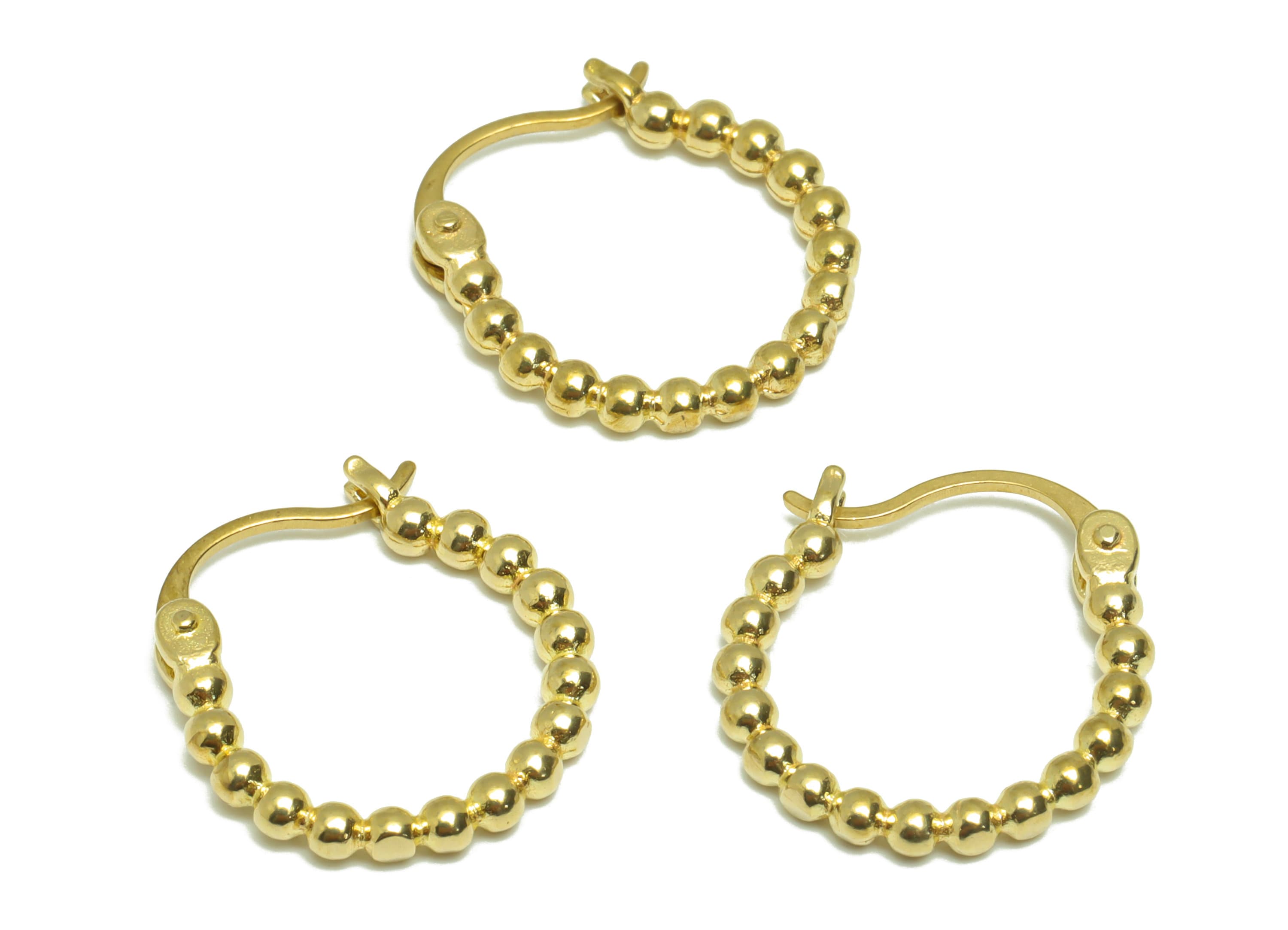 Brass Beaded Hinged Back Earring - Raw Brass Ball Hoop Earring - Wire Hoop Back Earring - Hoop Wire Back Earring - 19.47x17.4x2.4mm - PP9204 - DOMEDBAZAAR