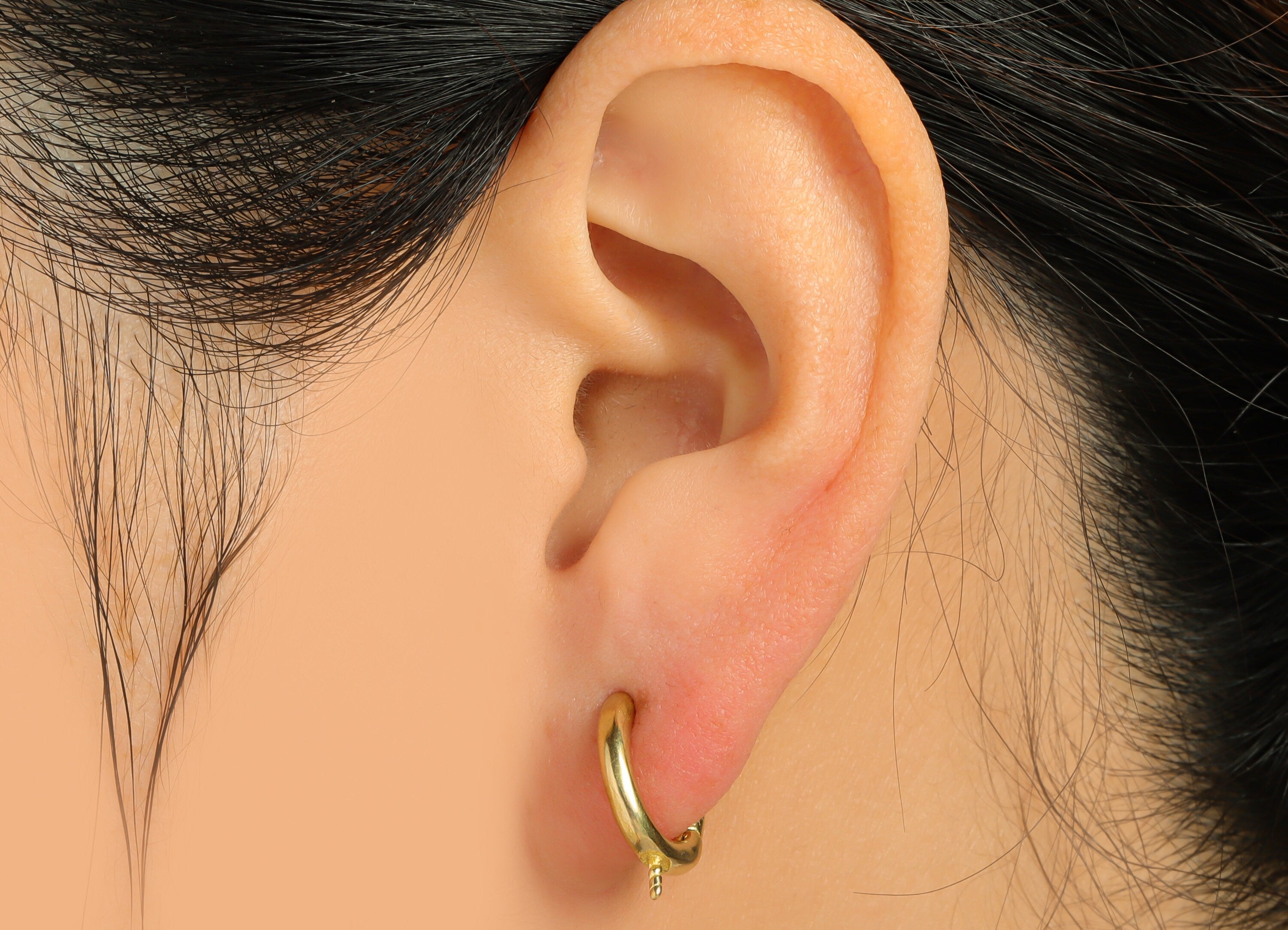 Brass Huggie Hoop Earring - Raw Brass Round Earring Clasp - Brass Hoop Clasp Earring For Peral - Brass Hoop Earring - 14x10x2mm - PP9187 - DOMEDBAZAAR