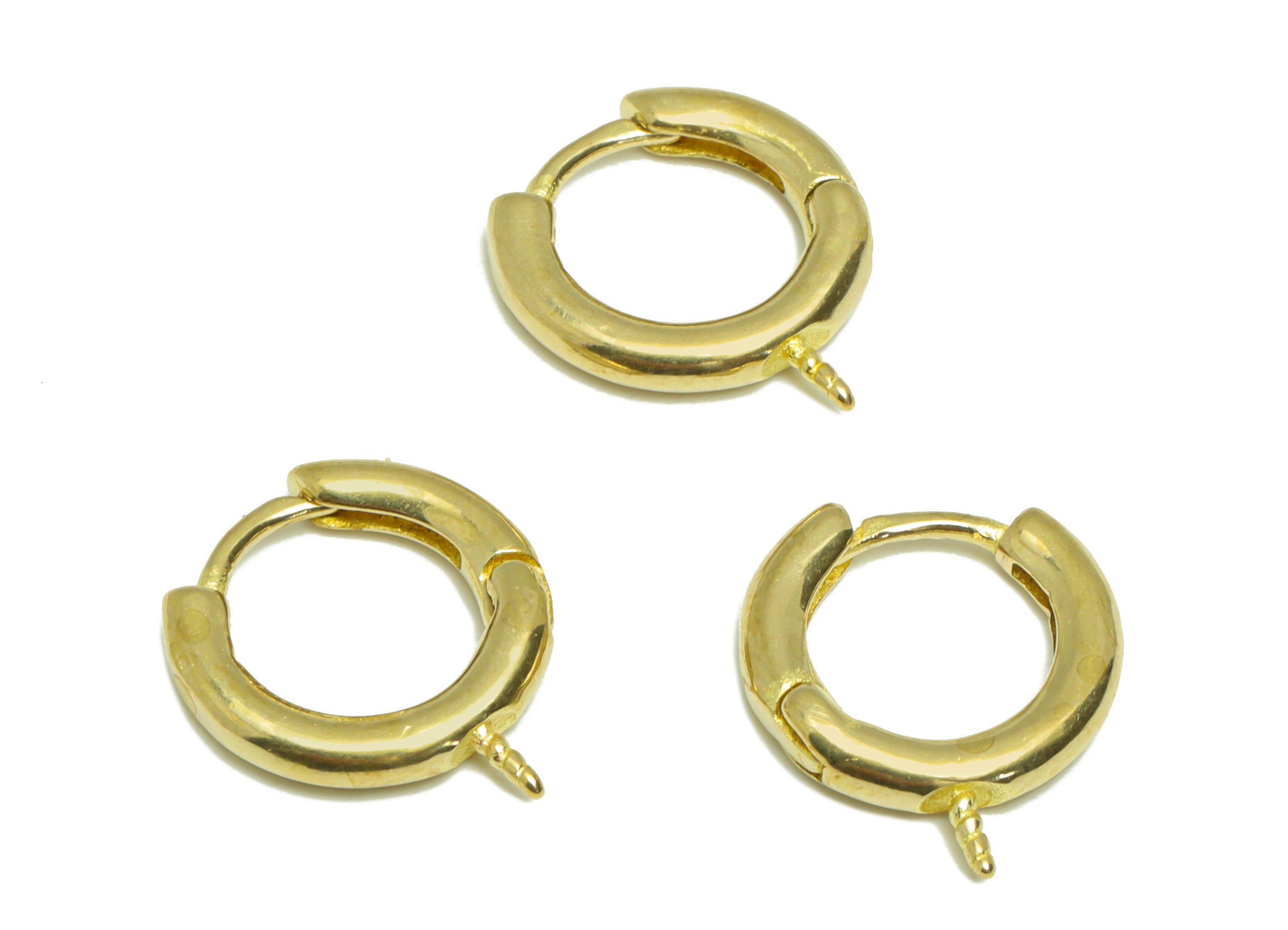 Brass Huggie Hoop Earring - Raw Brass Round Earring Clasp - Brass Hoop Clasp Earring For Peral - Brass Hoop Earring - 14x10x2mm - PP9187 - DOMEDBAZAAR