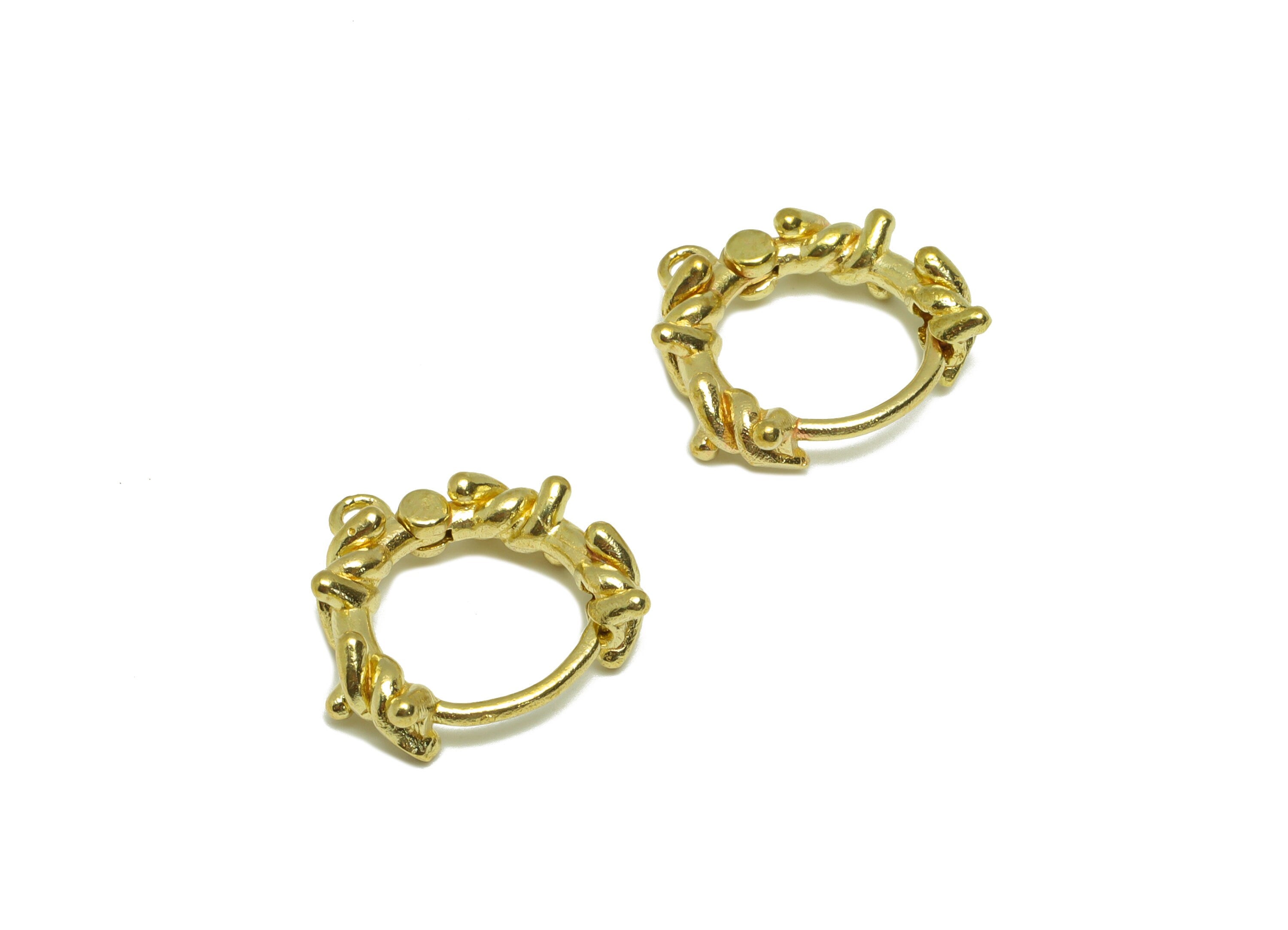 Brass Wire Huggie Hoop Earring - Raw Brass Twine Wire Earring Clasp - Brass Hoop Clasp Earring - Irregular Hoop Earring - 16x15x2mm -PP9184 - DOMEDBAZAAR