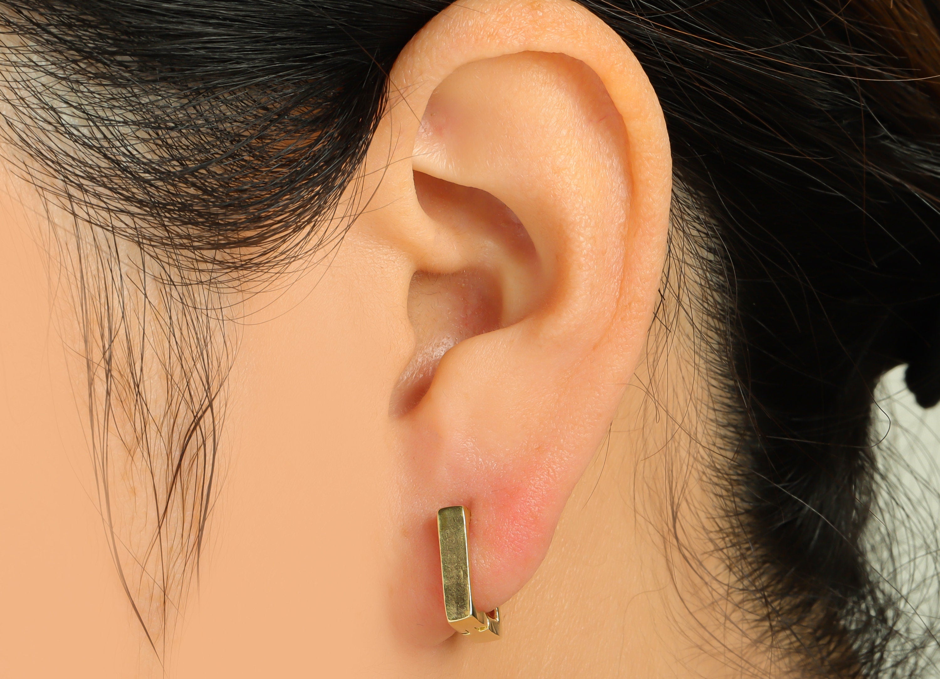 Brass Square Huggie Hoop - Raw Brass Hoop Wire Earring Clasp - Brass Hoop Clasp Earring - Geometry Hoop Earring -12.26x12.18x3.14mm -PP9194 - DOMEDBAZAAR