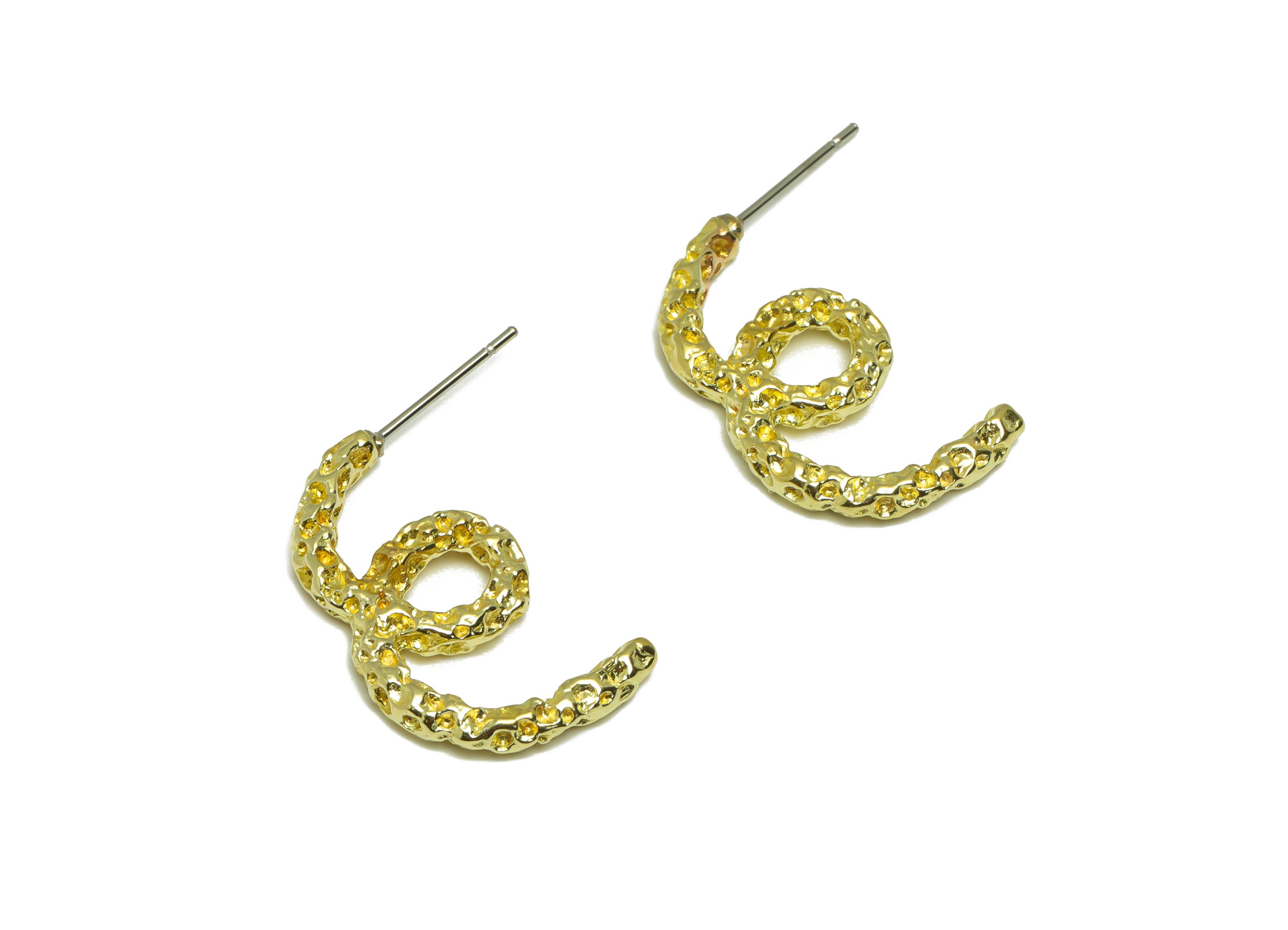 Hammered Wire Earring Stud - Raw Brass Textured Wire Earring Post - Brass Knot Twisted Earring Post - Hammered Earring - 24x13x2mm - PP9168 - DOMEDBAZAAR