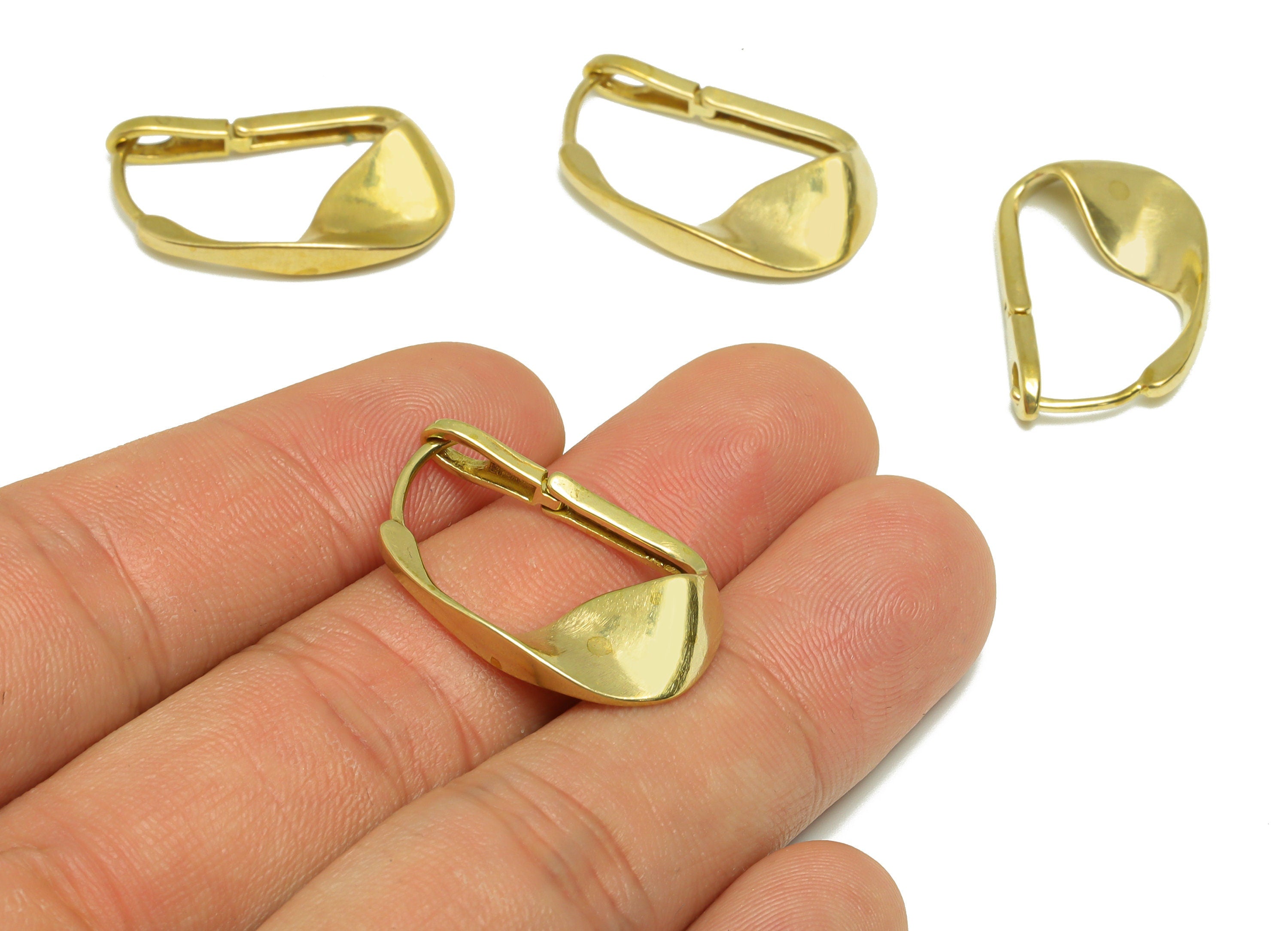 Brass Hammered Huggie Hoop - Raw Brass Earring Clasp - Brass English Back Earring - Brass Geometry Hoop Earring - 27.04x16.52x3.6mm - PP9174 - DOMEDBAZAAR