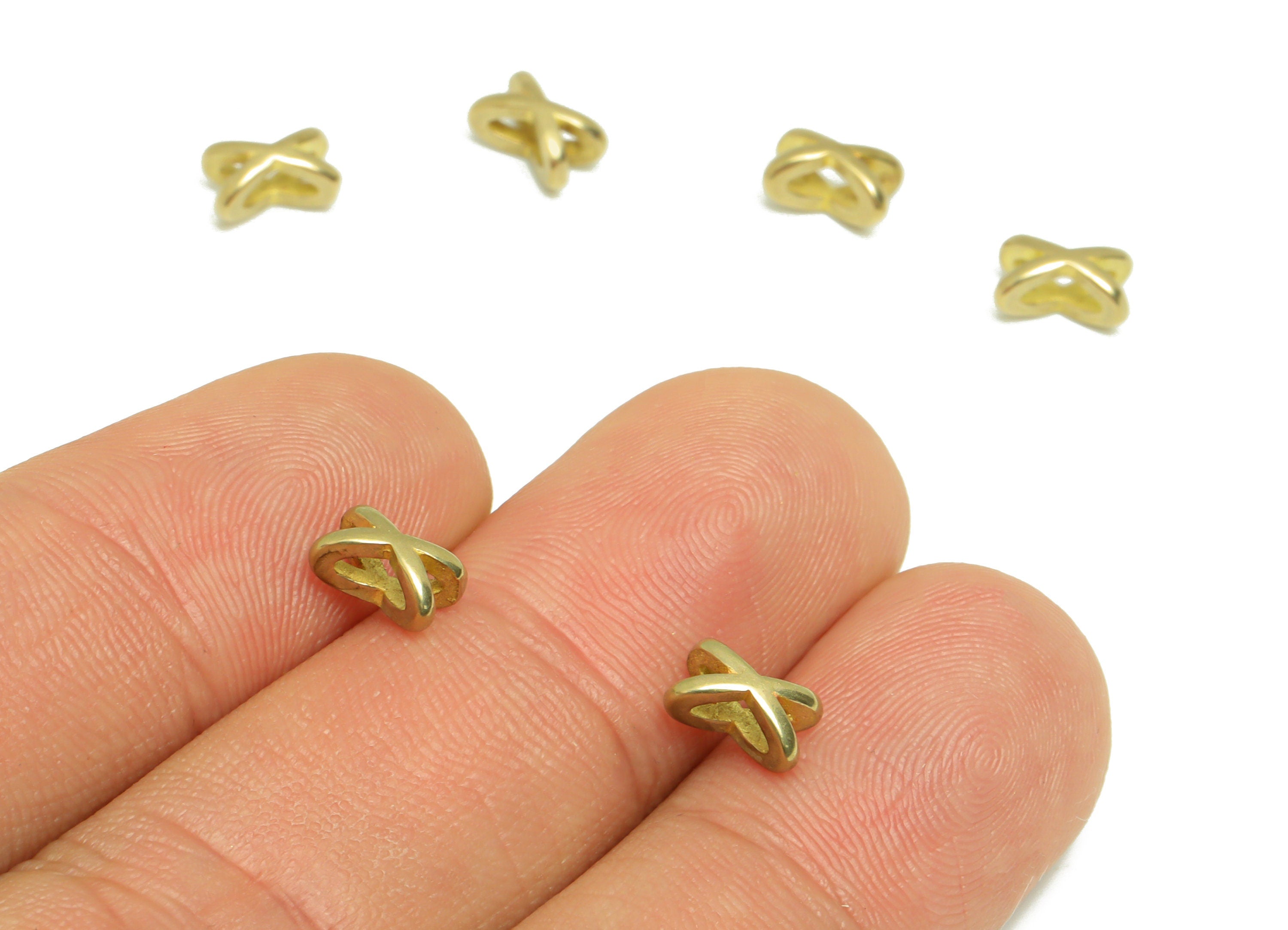 Brass Knot Bead Earring Charm - Raw Brass Star Spacer Bead Charm - Brass Wire Bead Earring Charm - Star Bracelet Bead - 7x4x4.4mm - PP9197 - DOMEDBAZAAR