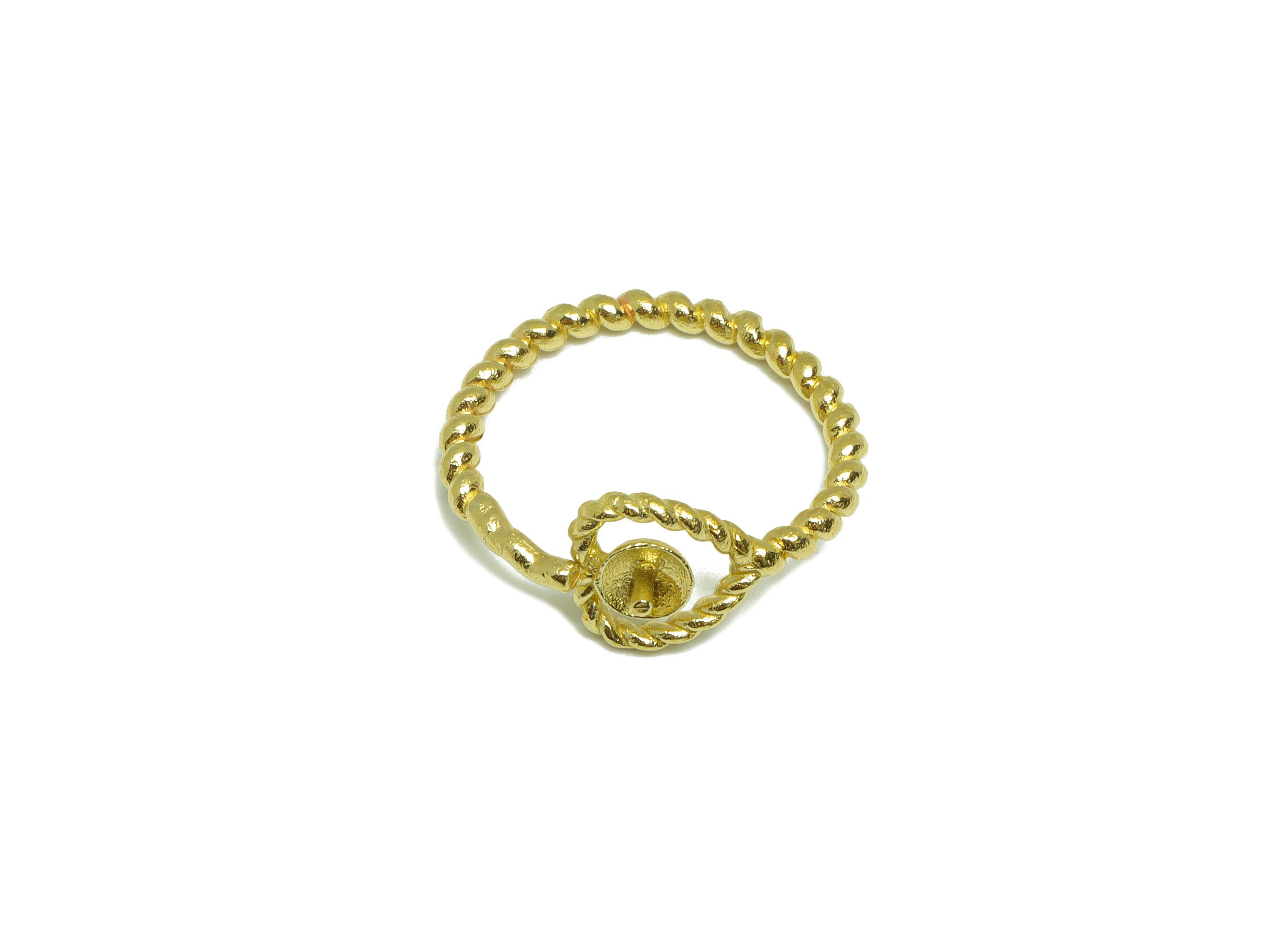 Brass Heart Chain Ring - Raw Brass Rope Wire Ring - Brass Adjustable Ring - Brass Heart Woven Ring - Ring for Peral - 22x20x2mm - PP9189 - DOMEDBAZAAR