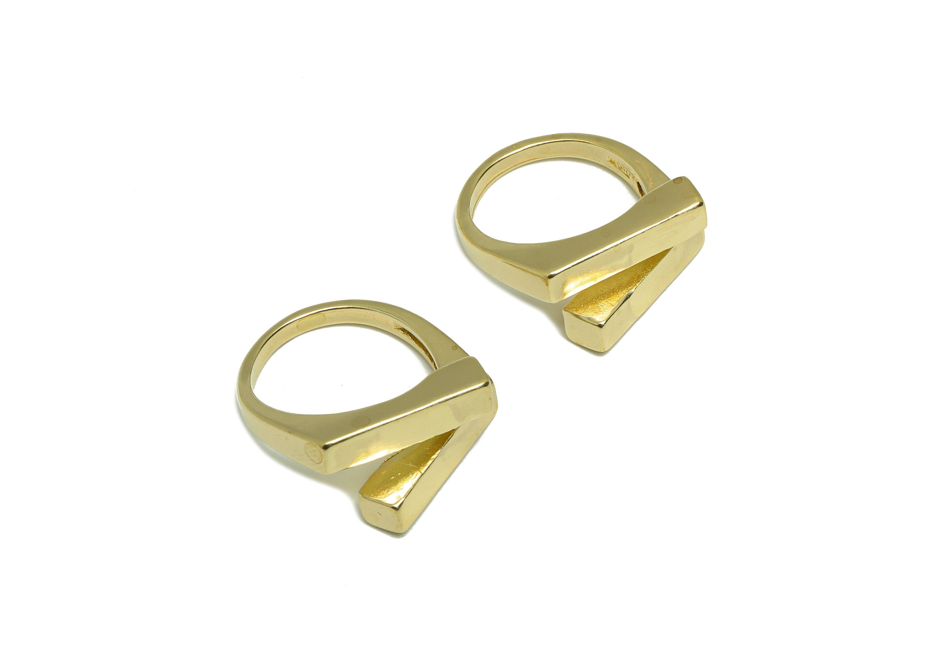 Brass Rectangle Ring - Raw Brass Rectangle Ring - Brass Adjustable Ring - Brass Geometry Ring - Raw Brass Ring - 22x20x2mm - PP9169 - DOMEDBAZAAR