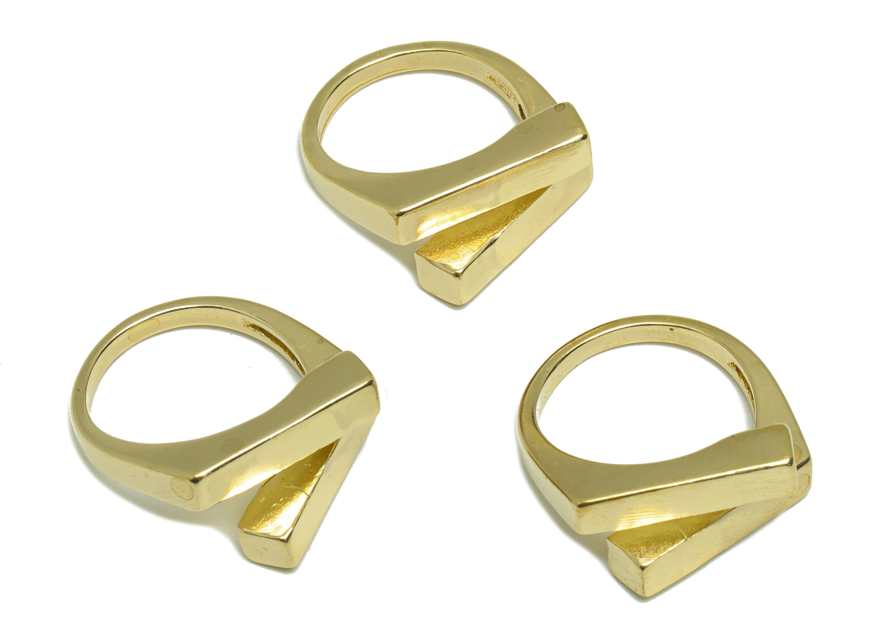 Brass Rectangle Ring - Raw Brass Rectangle Ring - Brass Adjustable Ring - Brass Geometry Ring - Raw Brass Ring - 22x20x2mm - PP9169 - DOMEDBAZAAR