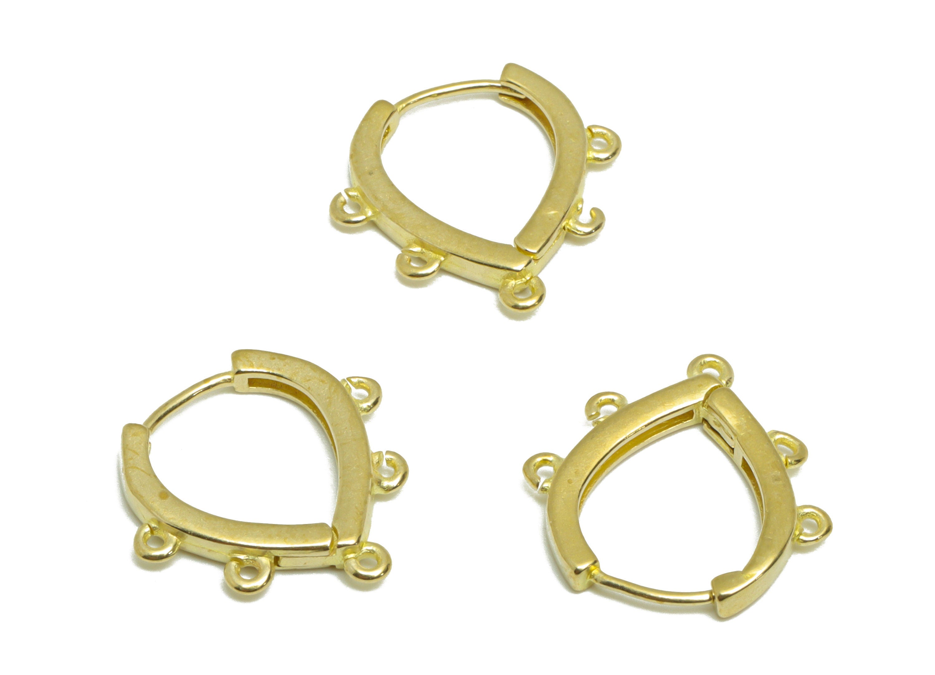 Teardrop Huggie Hoop Earring - Raw Brass Earring Clasp With 5 Loop - Brass Drop Clasp Earring - Hoop Earring - 14.5x14x1mm -PP9279 - DOMEDBAZAAR