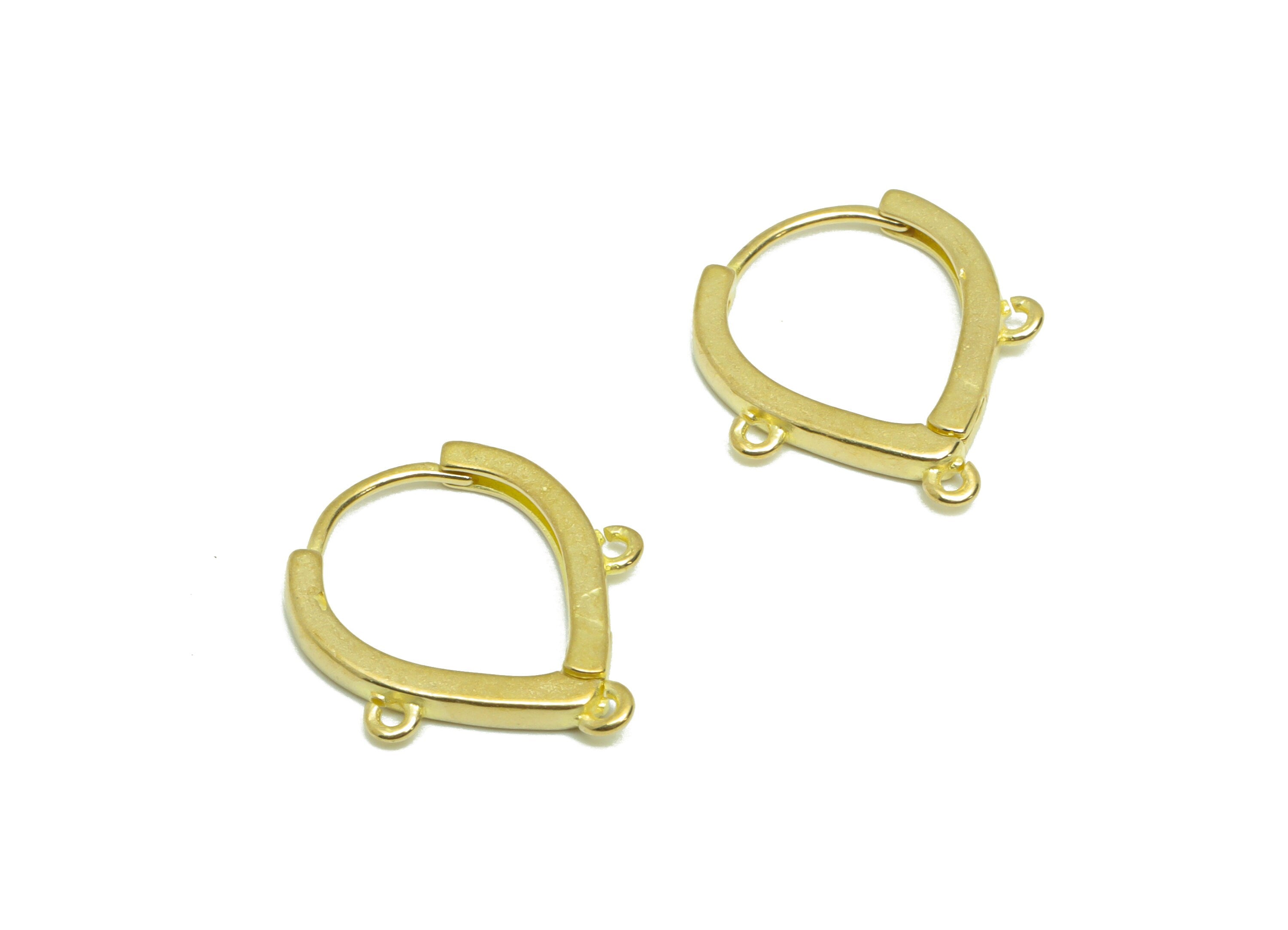 Teardrop Huggie Hoop Earring - Raw Brass Earring Clasp With 3 Loop - Brass Clasp Teardrop Hoop Earring For Tassel Chain - 16x14x1mm -PP9274 - DOMEDBAZAAR