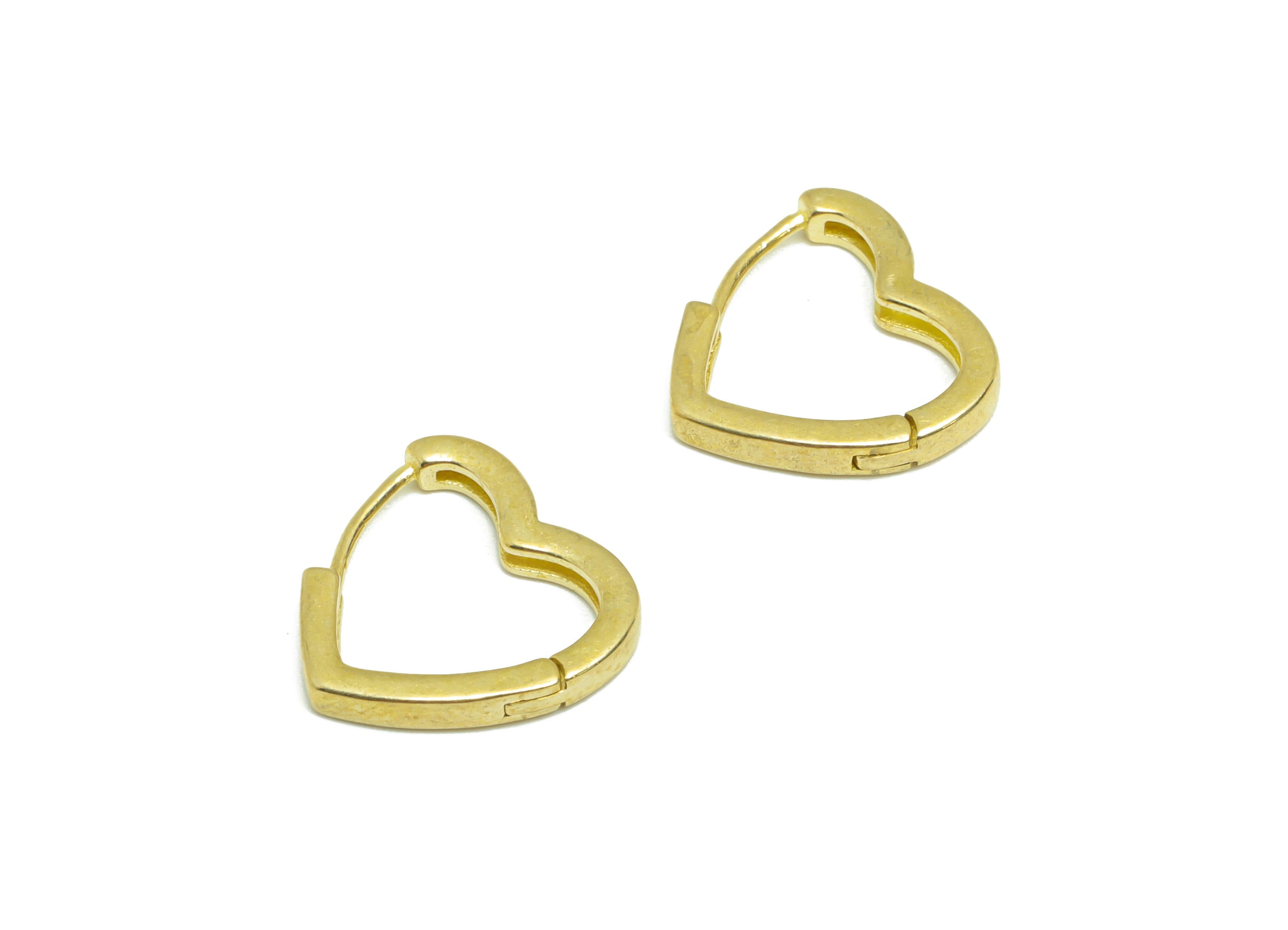 Heart Huggie Hoop Earring - Raw Brass Heart Wire Earring Clasp - Brass Clasp Hoop Earring - Heart Hoop Earring - 13.7x13.5x1.49mm - PP9269 - DOMEDBAZAAR