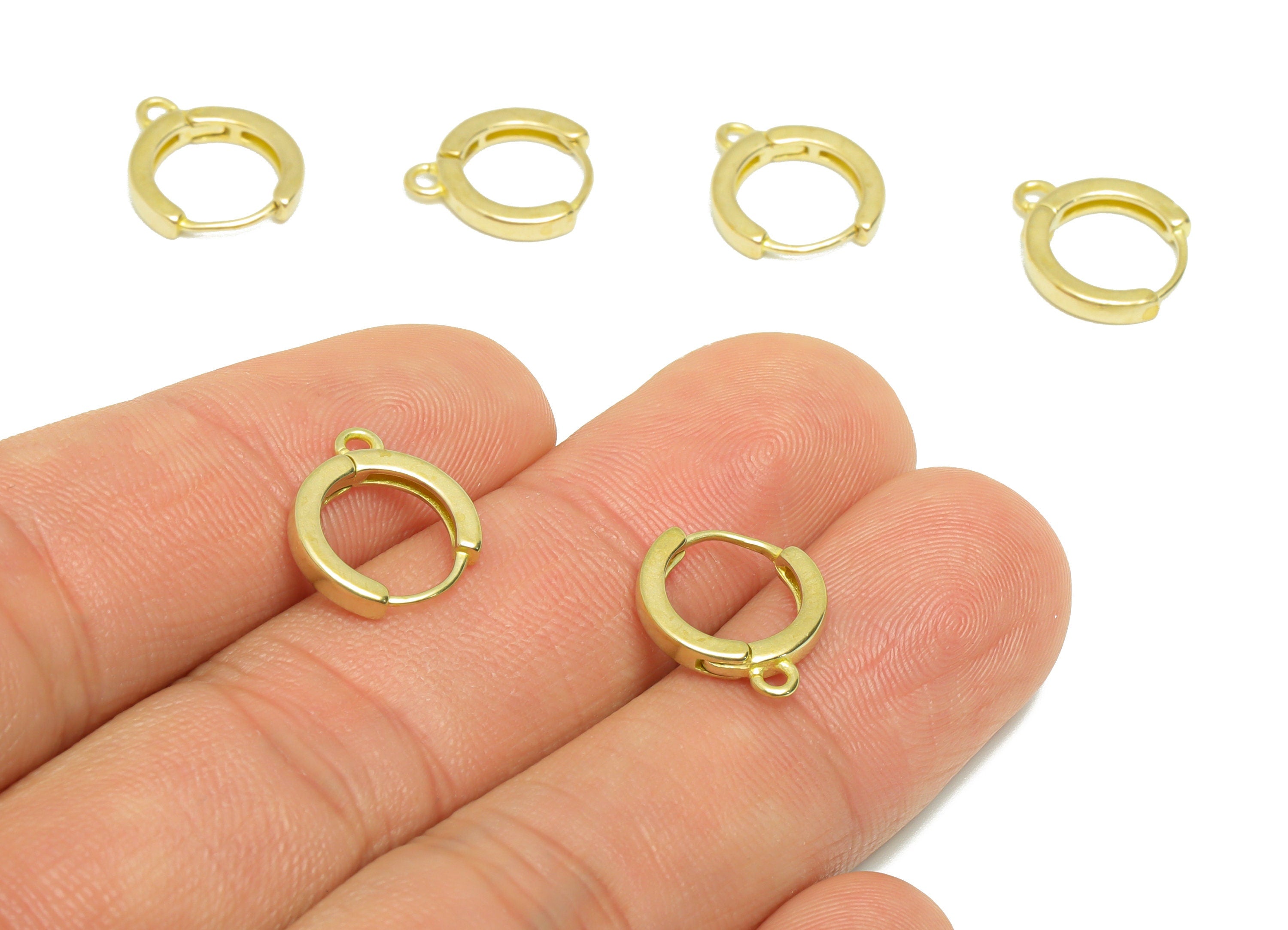 Round Huggie Hoop Earring- Raw Brass Earring Clasp With Loop - Brass Circle Clasp Earring - Clasp Hoop Earring - 13.8x11x1.6mm - PP9272 - DOMEDBAZAAR