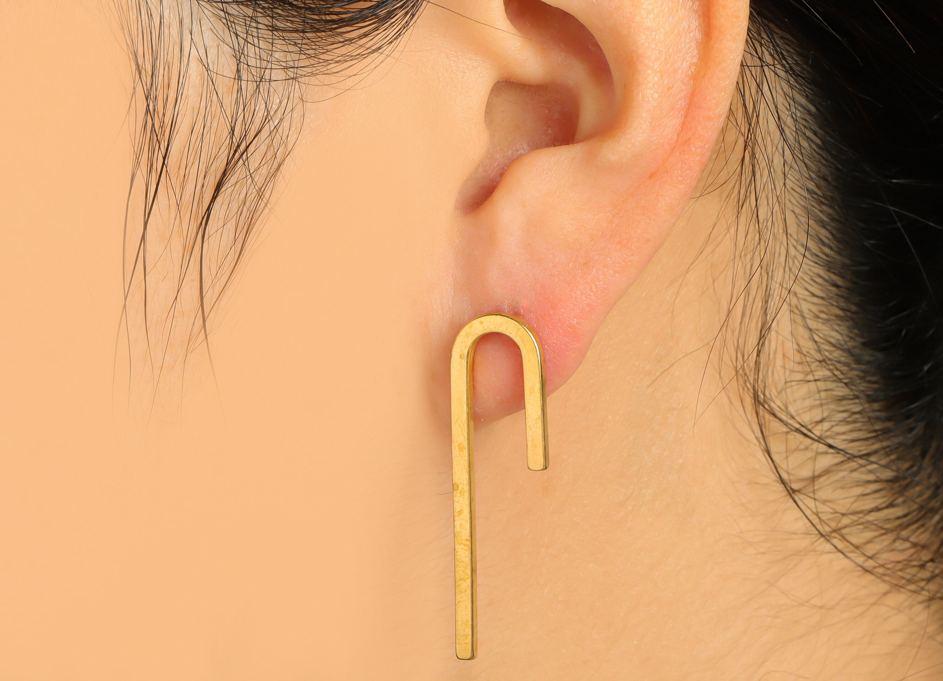 Brass Oval Hoop Earring Post - Raw Brass Hoop Earring Stud - Brass Earring Post - Brass Hoop Earring Post - 36.74x9.62x1.84mm - PP9460 - DOMEDBAZAAR