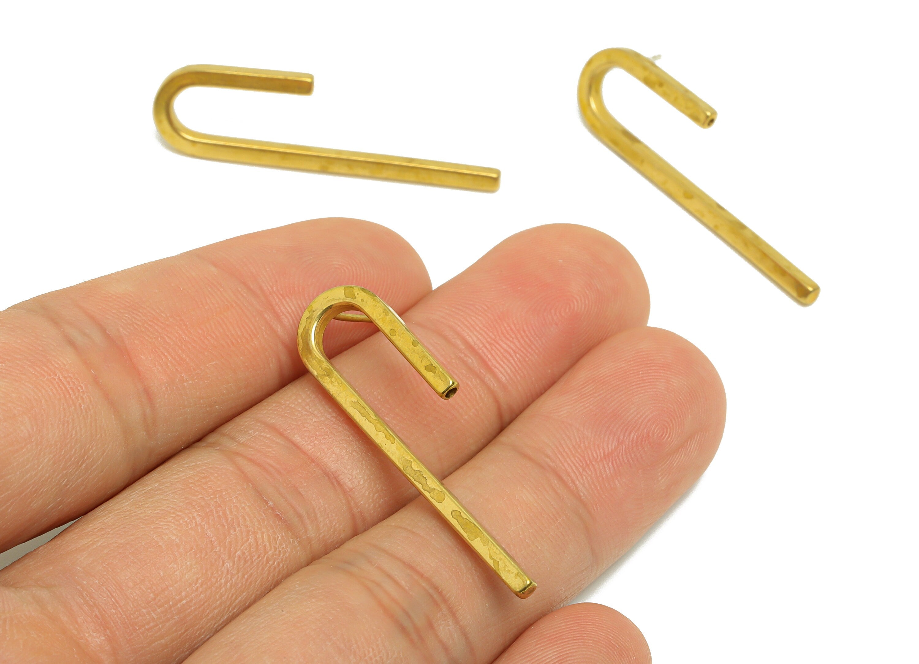 Brass Oval Hoop Earring Post - Raw Brass Hoop Earring Stud - Brass Earring Post - Brass Hoop Earring Post - 36.74x9.62x1.84mm - PP9460 - DOMEDBAZAAR