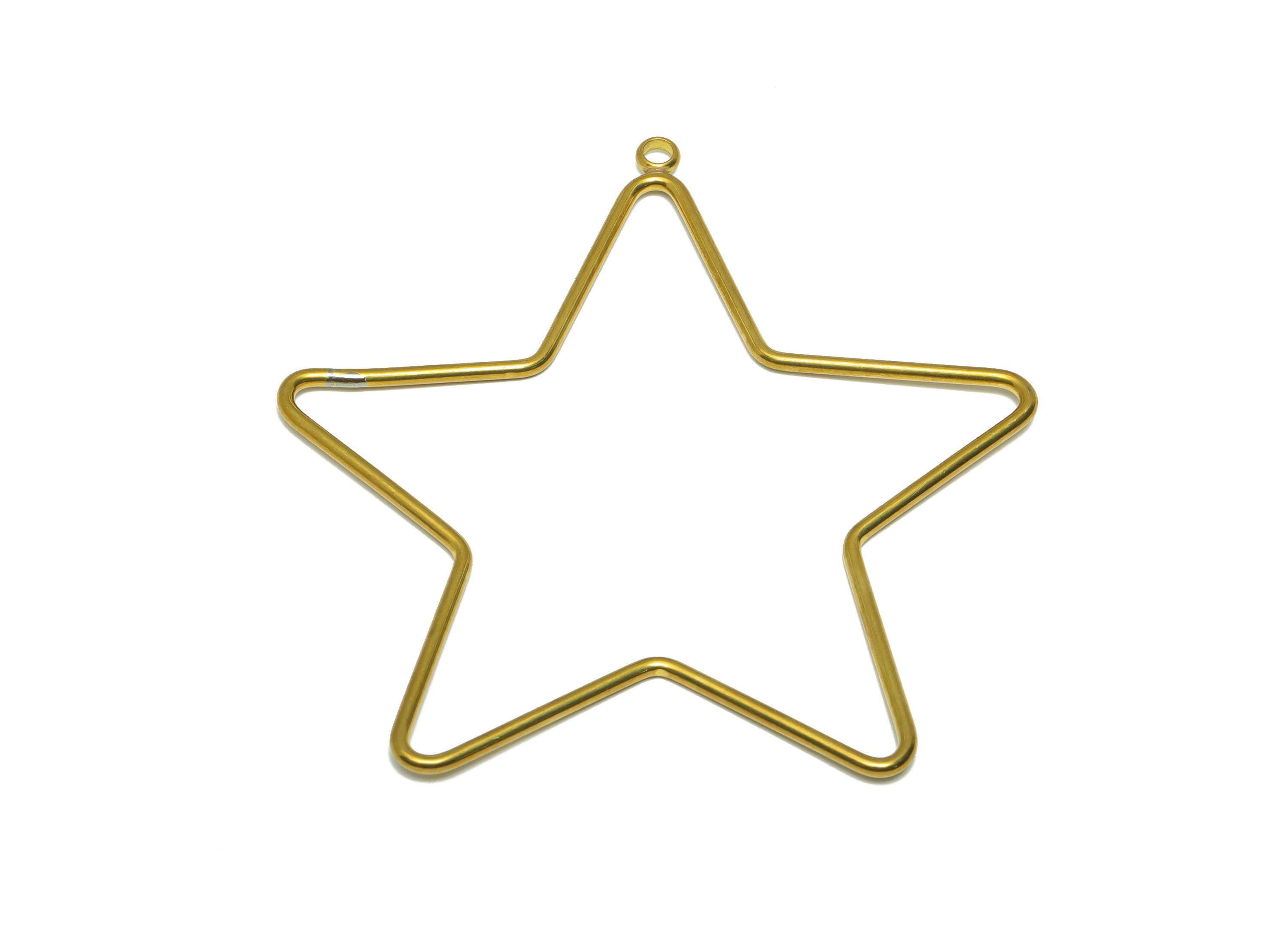 Brass Star Wire Earring Charm - Raw Brass Star Earring Charm - Brass Wire Star Pendant - For Pendant - Star Ring - 83x77x1mm - PP9413 - DOMEDBAZAAR