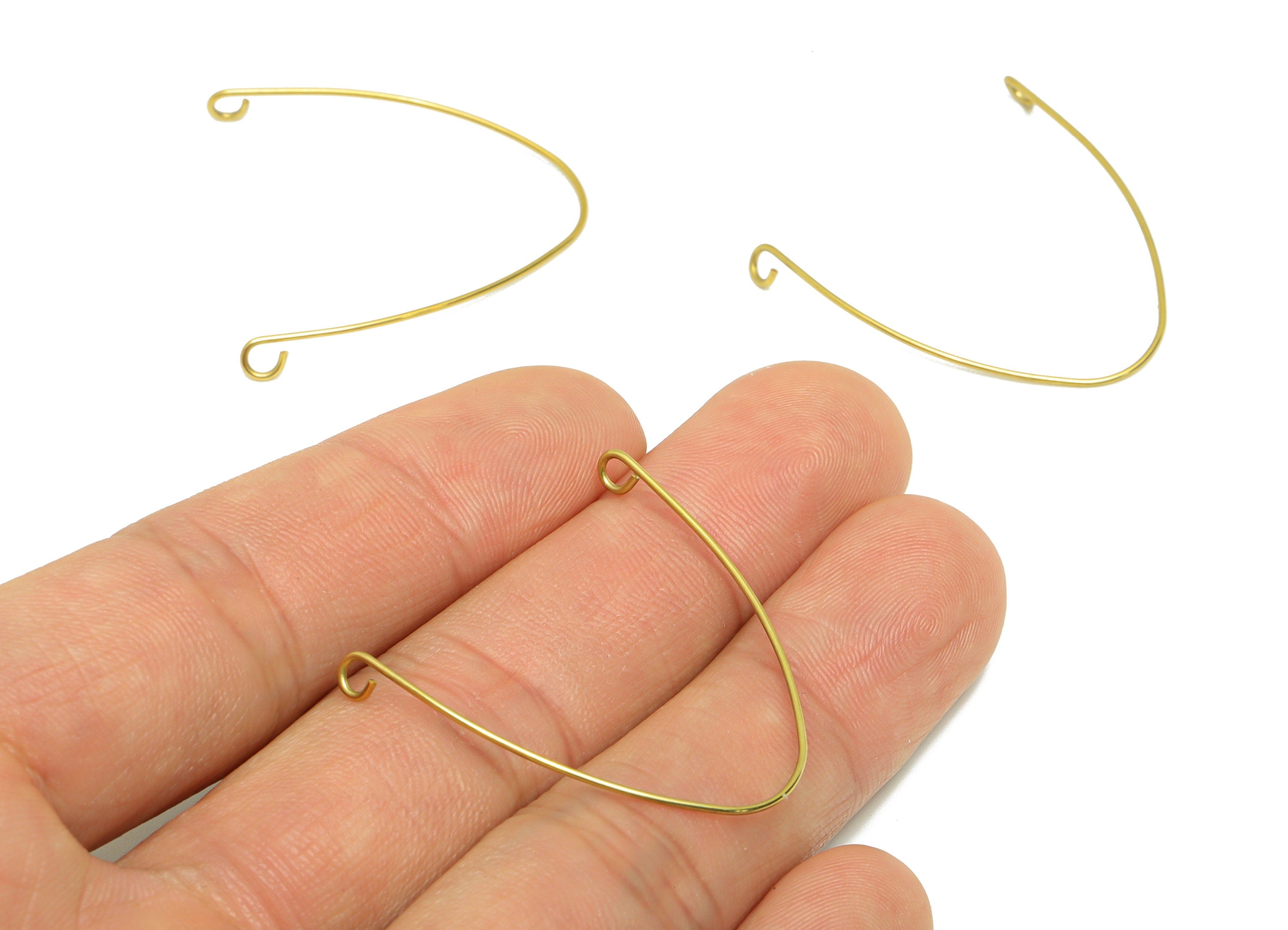 Brass Wire Earring Connector - Raw Brass Wire Earring Charm - Brass Wire V Earring Connector - Earring Connector - 31.3x31.6x0.7mm - PP9608 - DOMEDBAZAAR