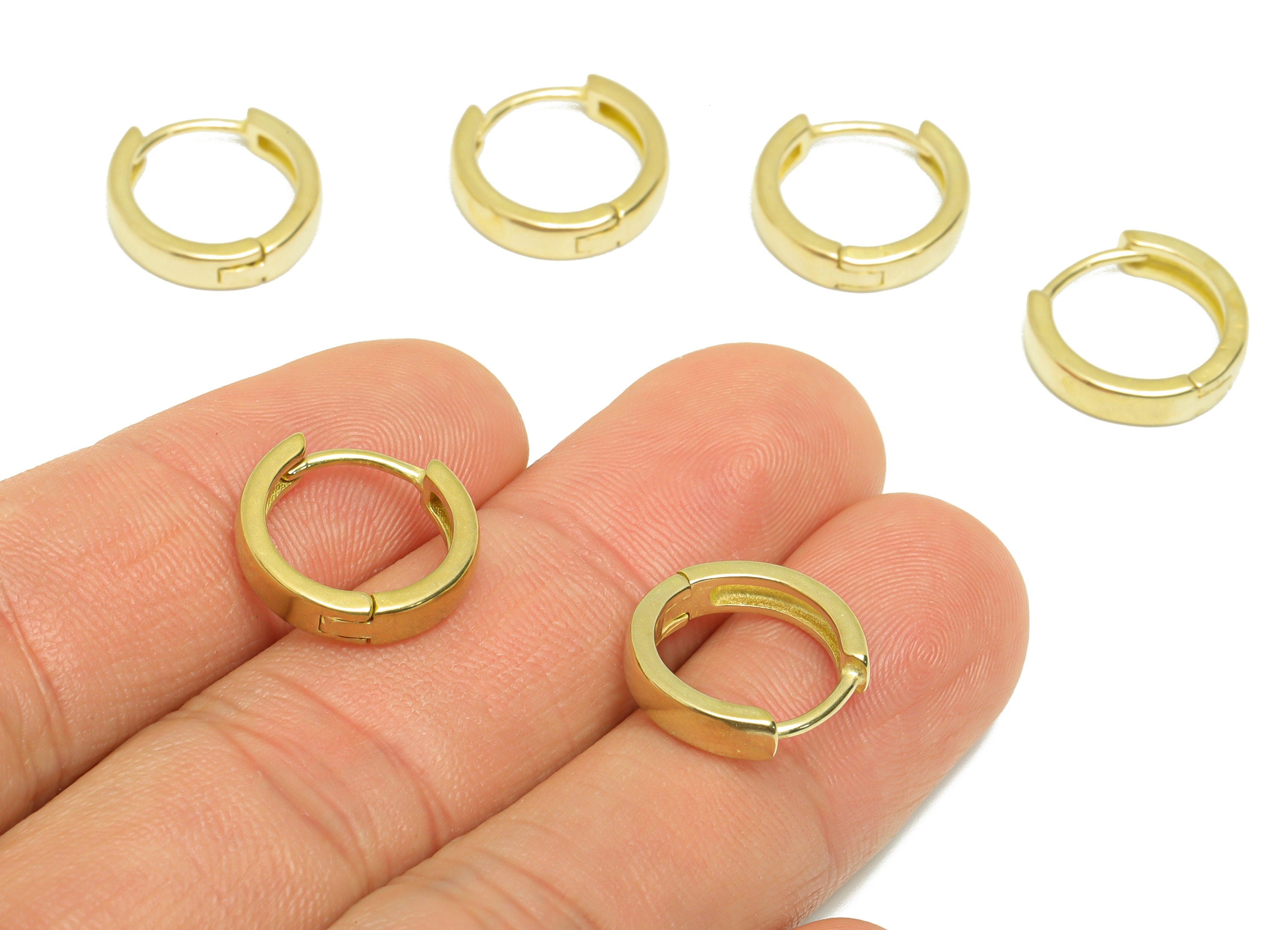 Brass Round Huggie Hoop Earring - Raw Brass Circle Earring Clasp - Brass Clasp Earring - Clasp Hoop Earring - 14.58x14.47x3mm - PP9610 - DOMEDBAZAAR