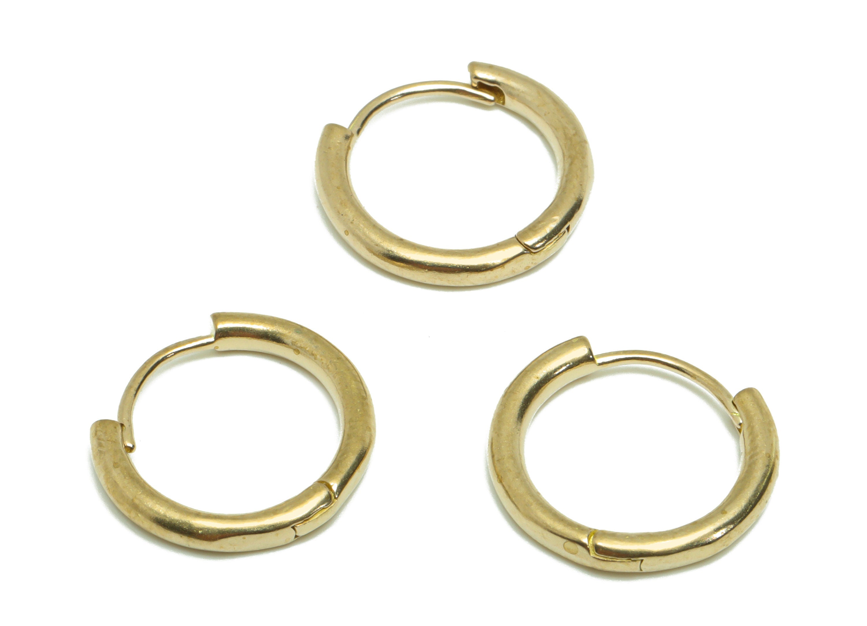 Brass Round Huggie Hoop Earring - Raw Brass Circle Wire Earring Clasp - Brass Clasp Earring - Clasp Hoop Earring - 14.77x13.57x2mm - PP9601 - DOMEDBAZAAR