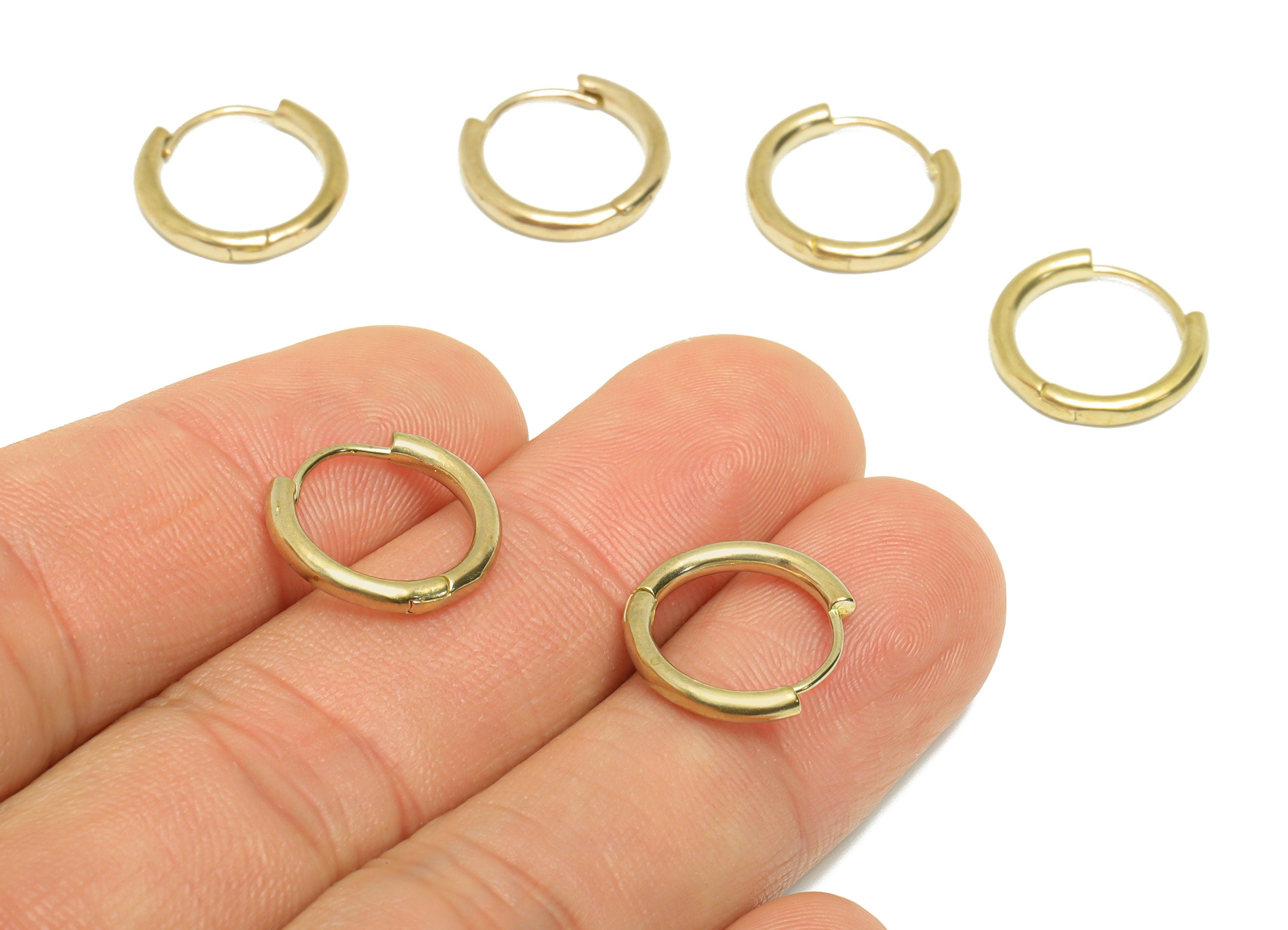 Brass Round Huggie Hoop Earring - Raw Brass Circle Wire Earring Clasp - Brass Clasp Earring - Clasp Hoop Earring - 14.77x13.57x2mm - PP9601 - DOMEDBAZAAR