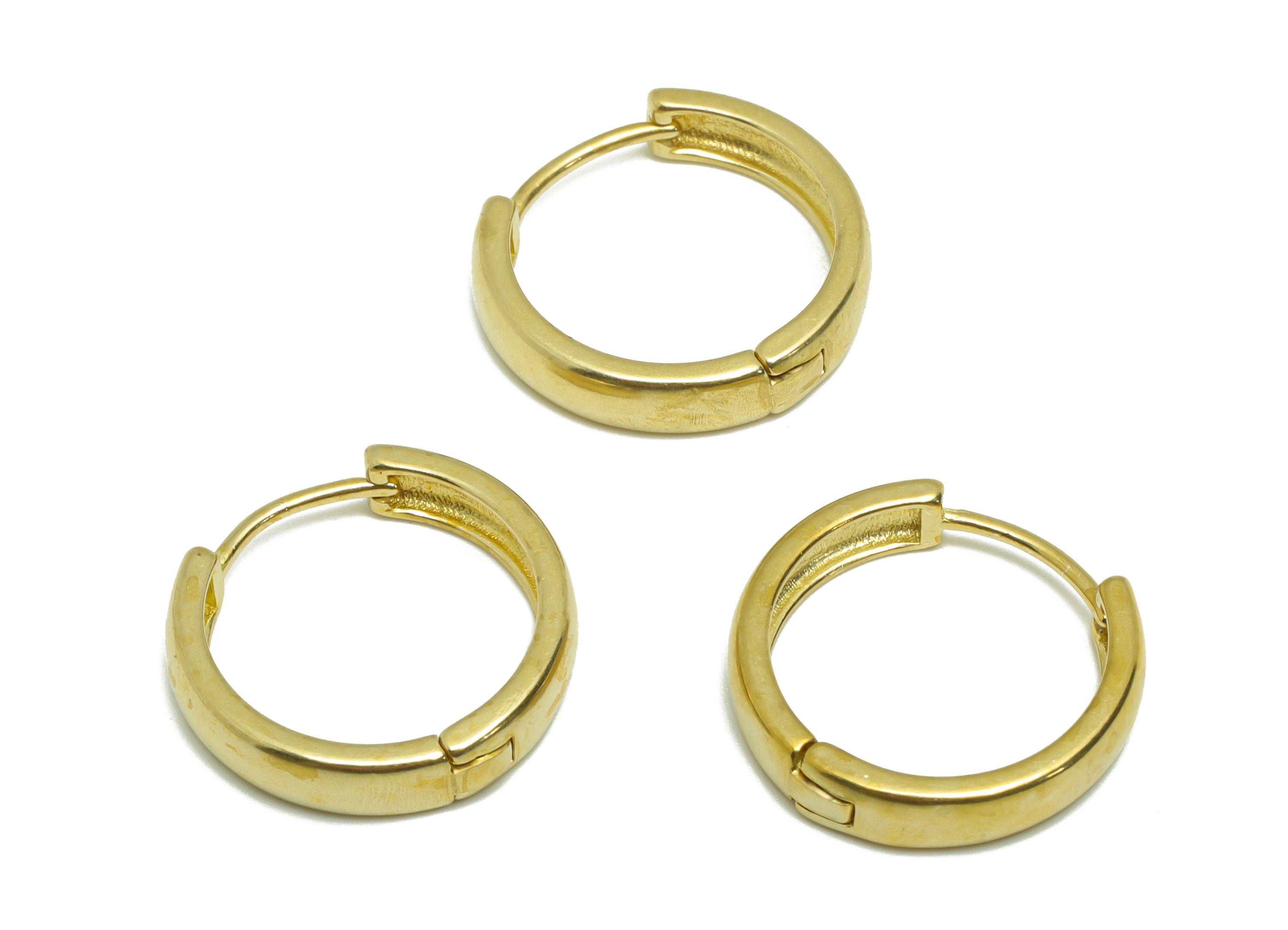 Brass Round Huggie Hoop Earring - Raw Brass Circle Earring Clasp - Brass Clasp Earring - Clasp Hoop Earring - 17.92x17.34x3mm - PP9613 - DOMEDBAZAAR