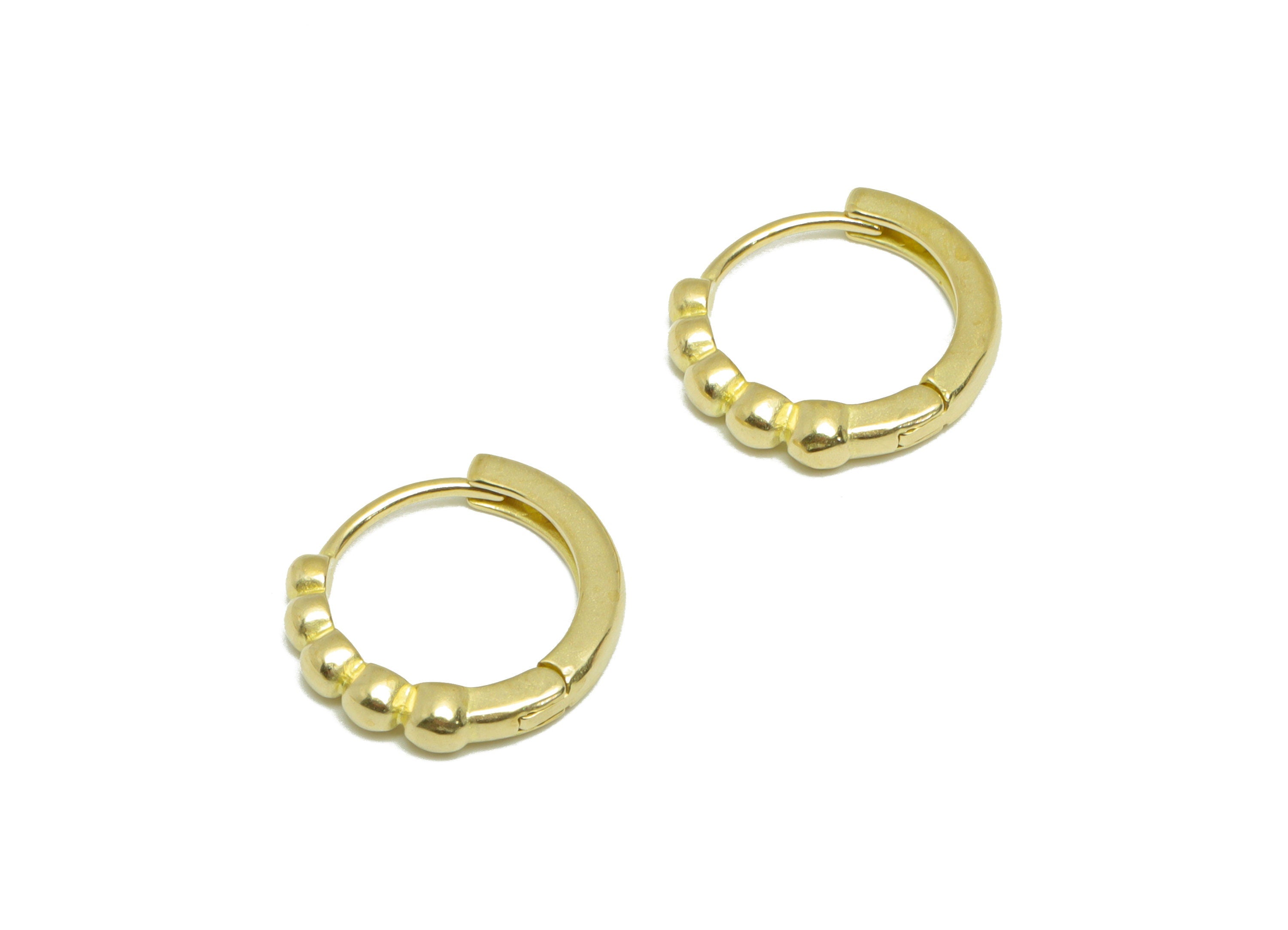 Brass Balls Huggie Hoop Earring - Raw Brass Circle Earring Clasp - Brass Clasp Earring - Clasp Hoop Earring - 4.7x13.4x2.72mm - PP9550 - DOMEDBAZAAR