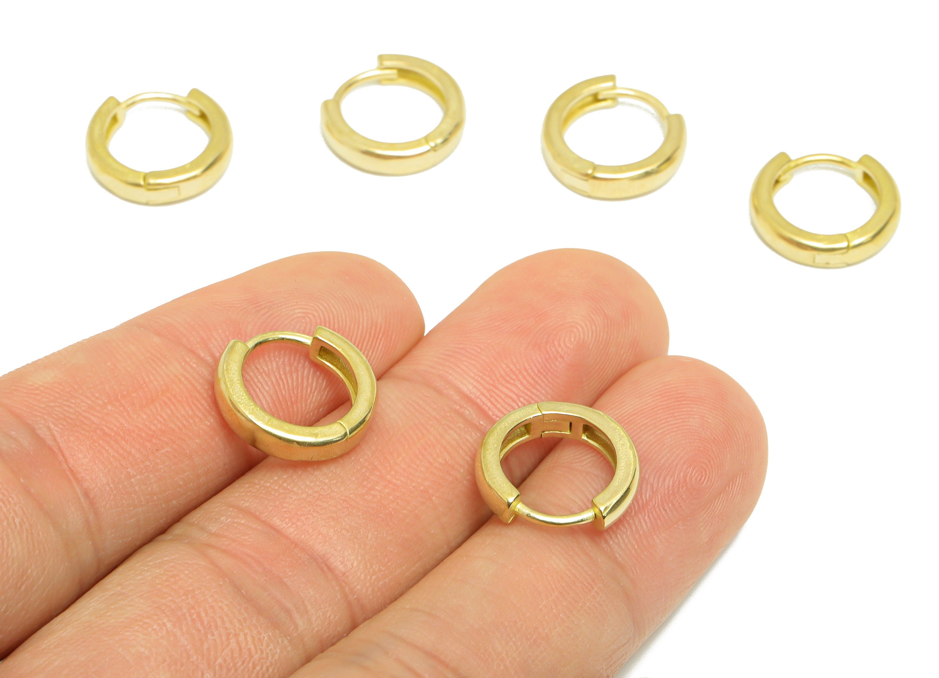 Brass Round Huggie Hoop Earring - Raw Brass Earring Clasp - Ring Clasp Earring - Circle Clasp Hoop Earring - 13.8x12.9x3.11mm - PP9558 - DOMEDBAZAAR